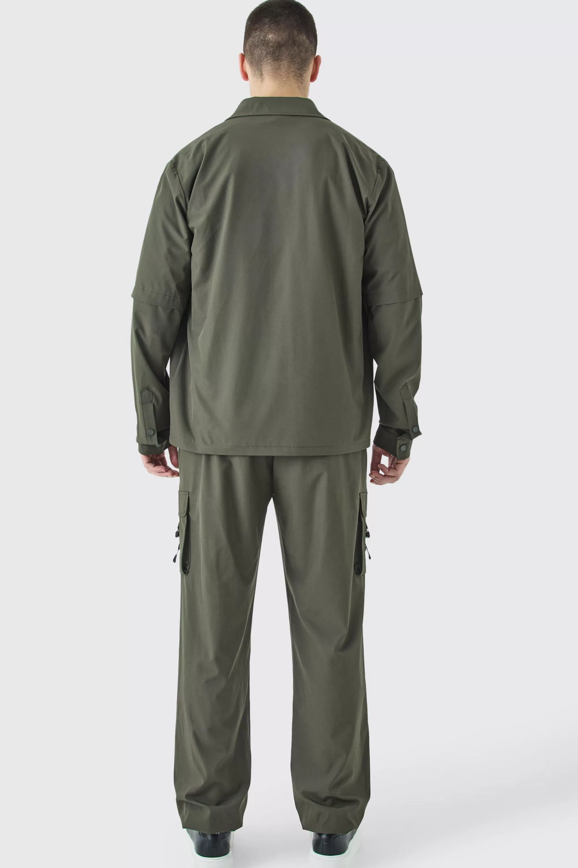 boohooMAN Tall Technical Stretch Harrington Utility Jacket | UK