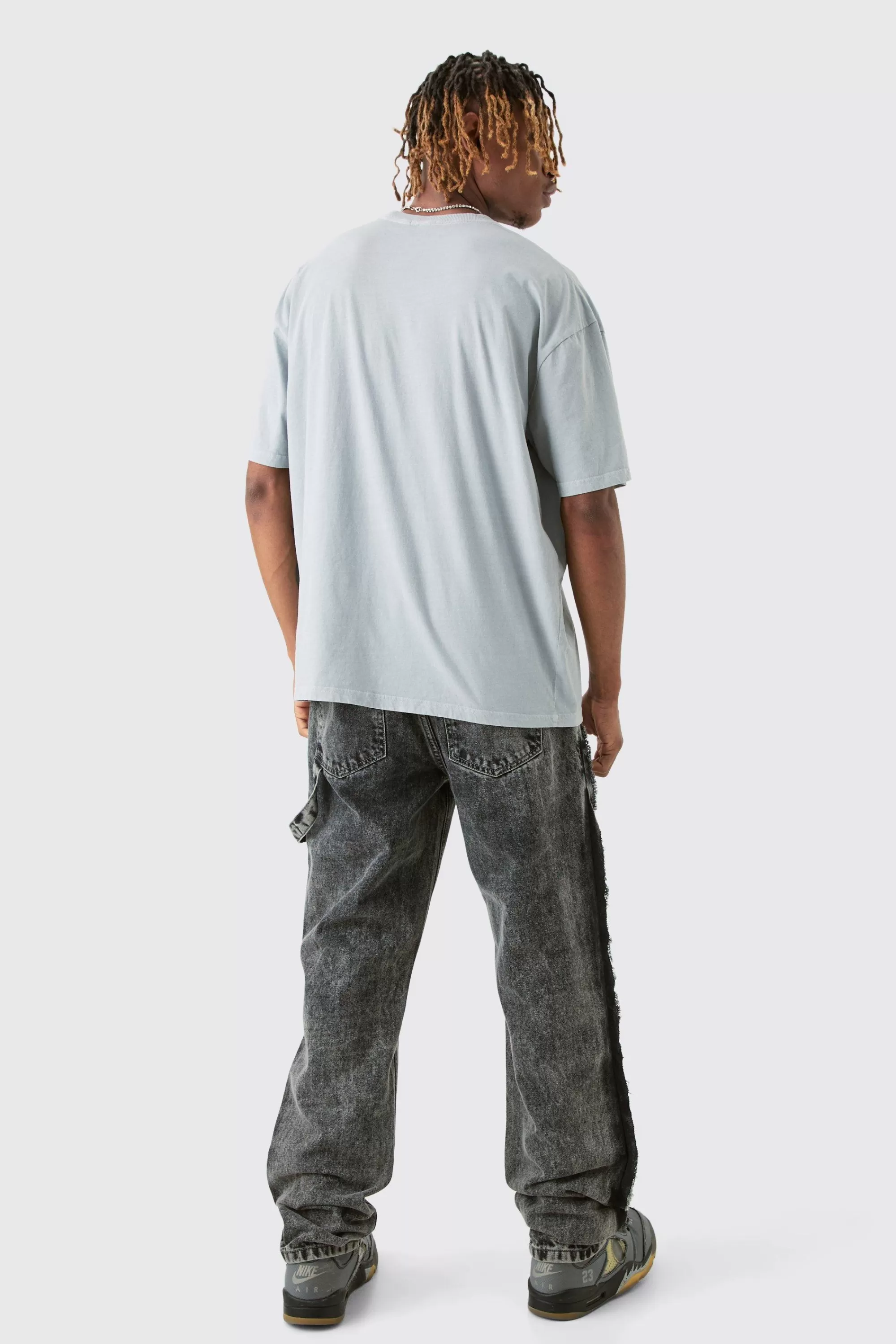 boohooMAN Tall Wash Straight Fit Carpenter Jean In | UK