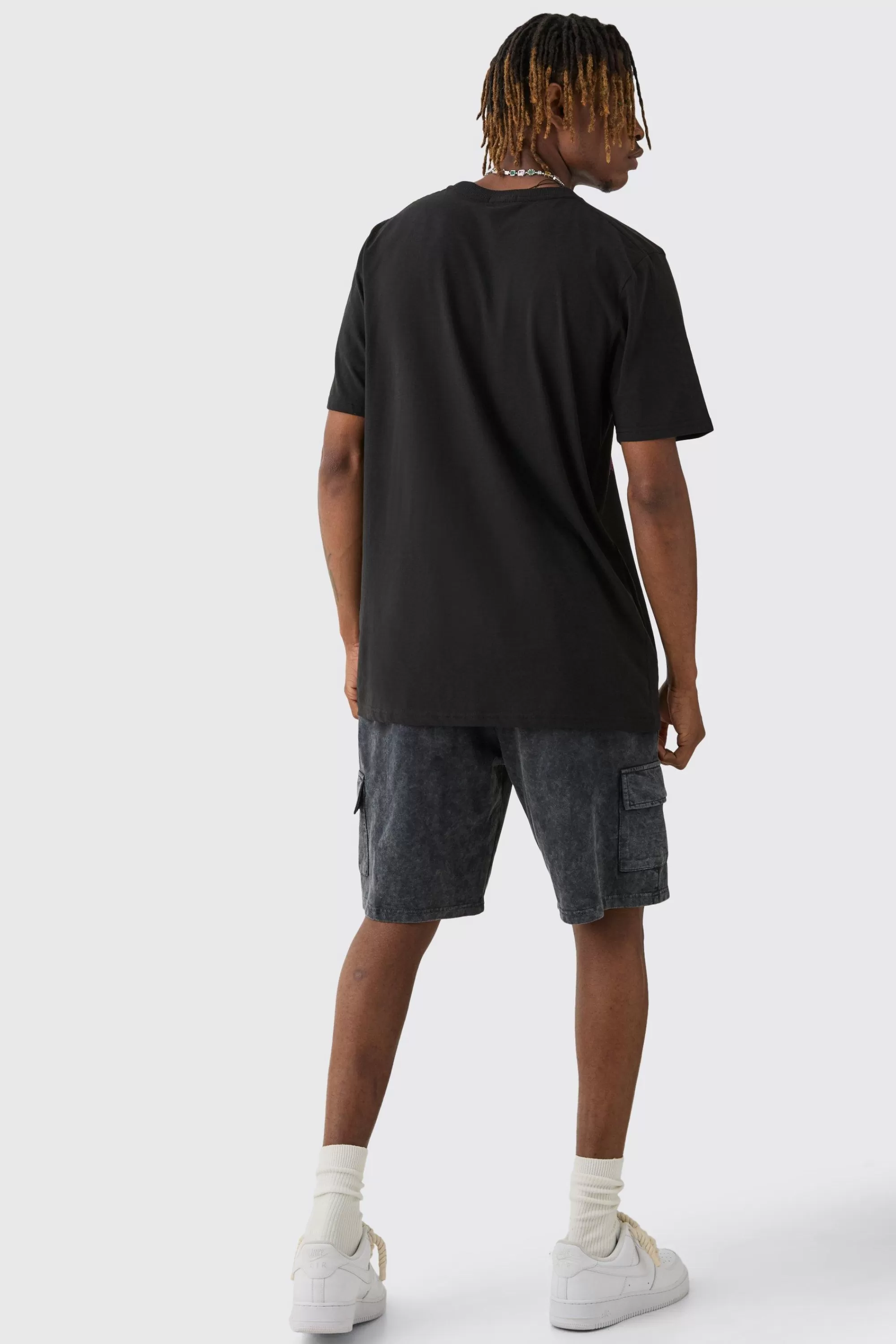 boohooMAN Tall Washed Relaxed Jersey Cargo Shorts | UK