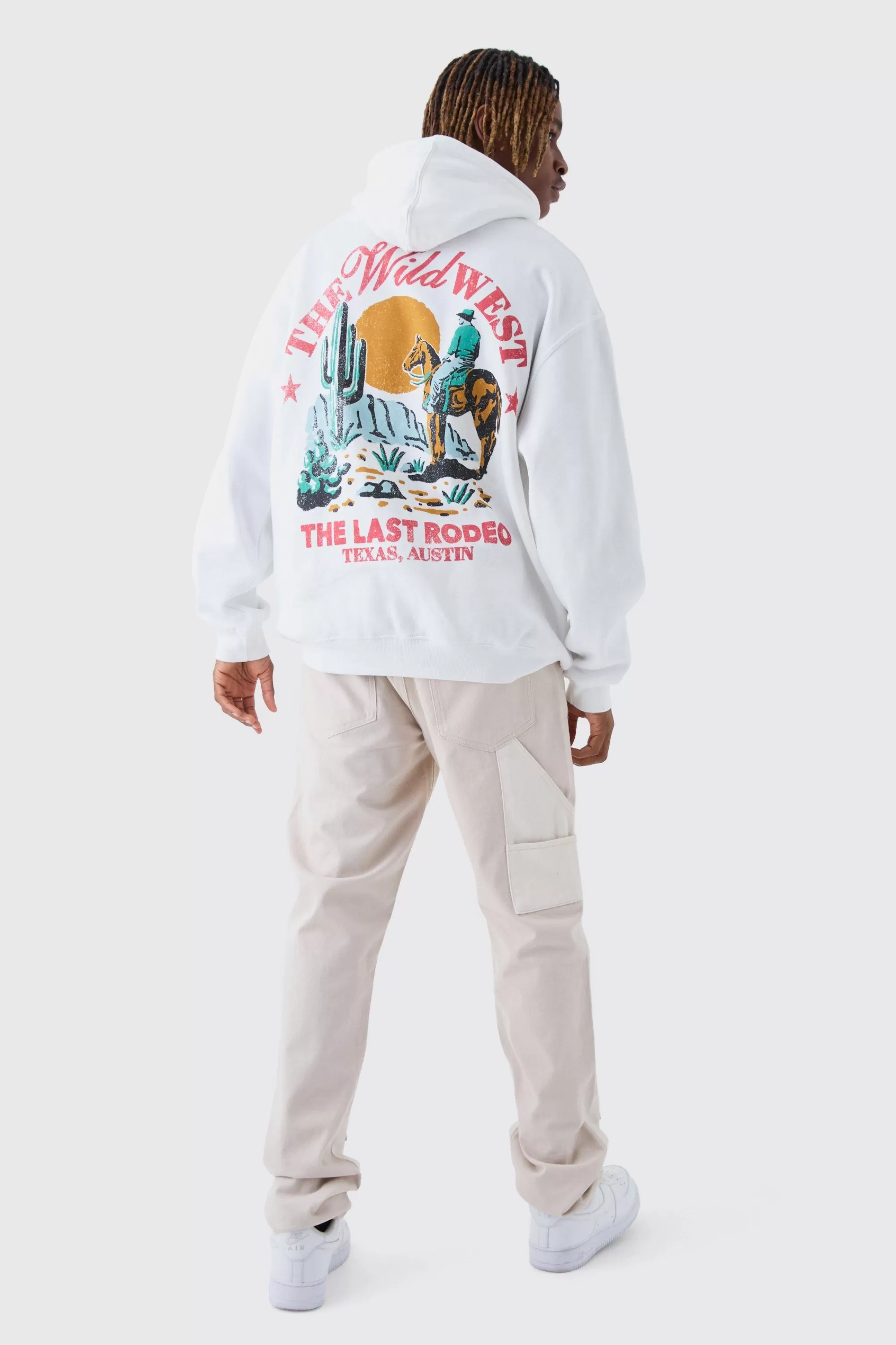 boohooMAN Tall Wild West Back Printed Oversized Hoodie | UK