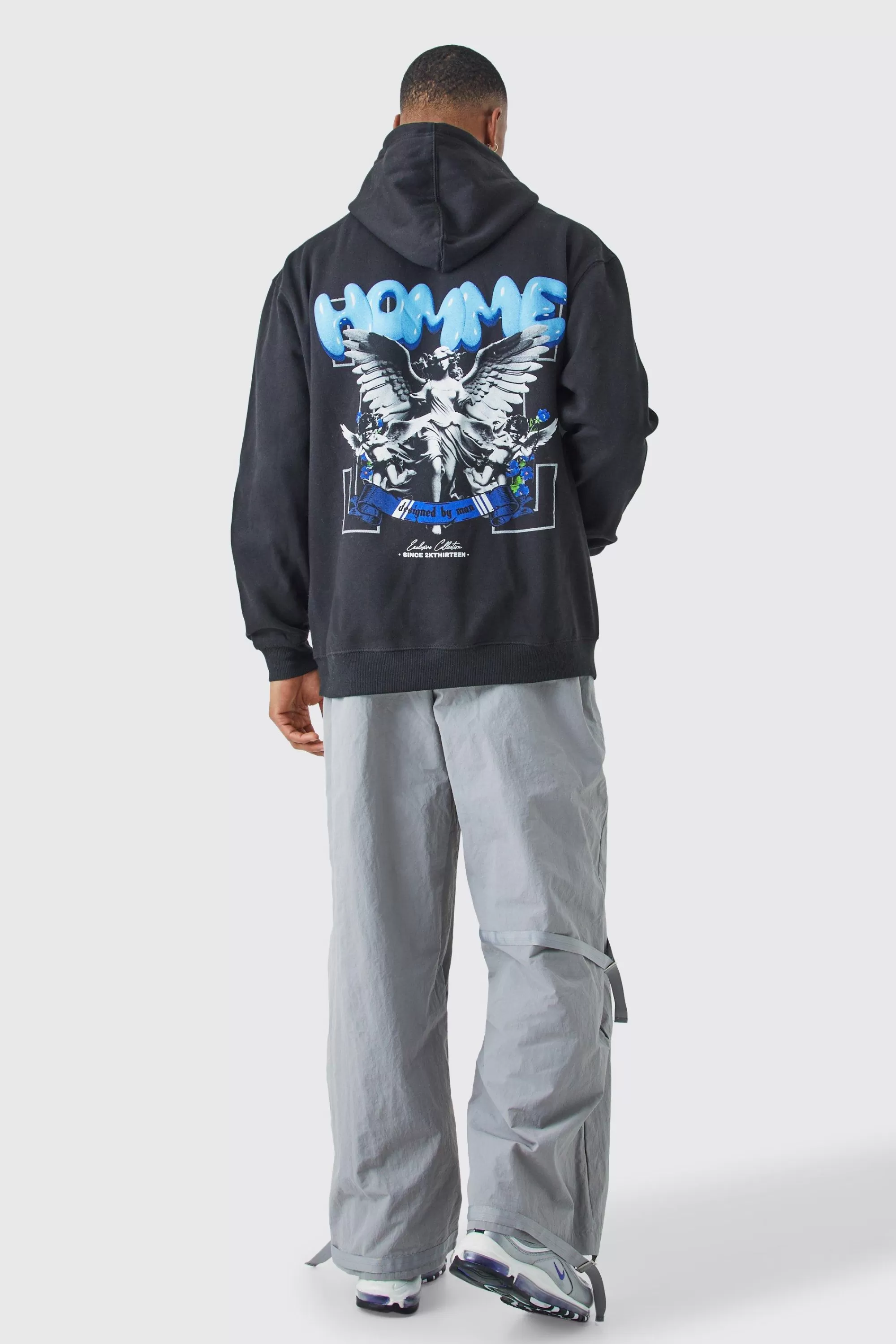 boohooMAN Tape Detail Adjustable Cuff Parachute Pants | UK