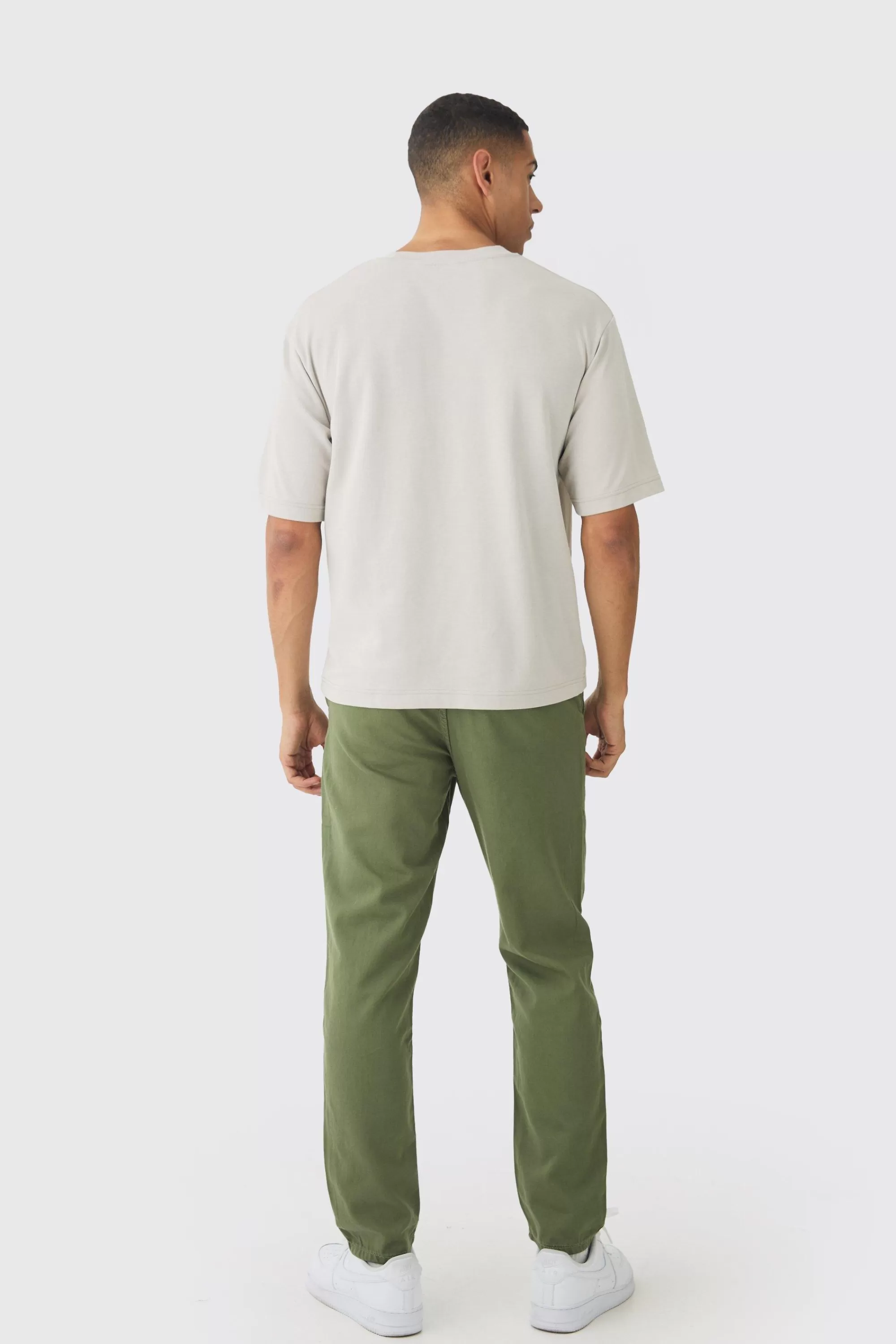boohooMAN Tapered Chinos With Drawcords In | UK