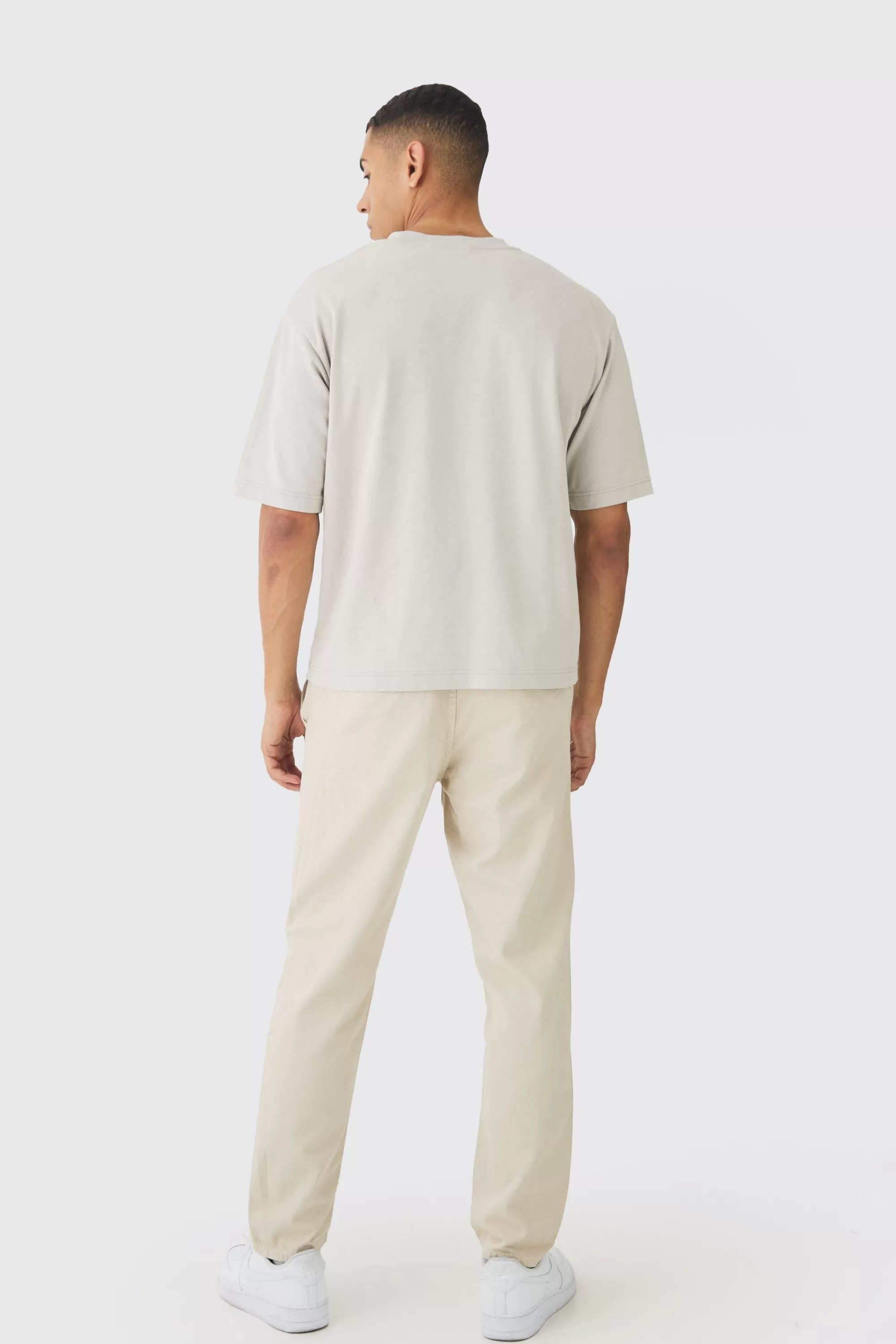 boohooMAN Tapered Chinos With Drawcords In | UK