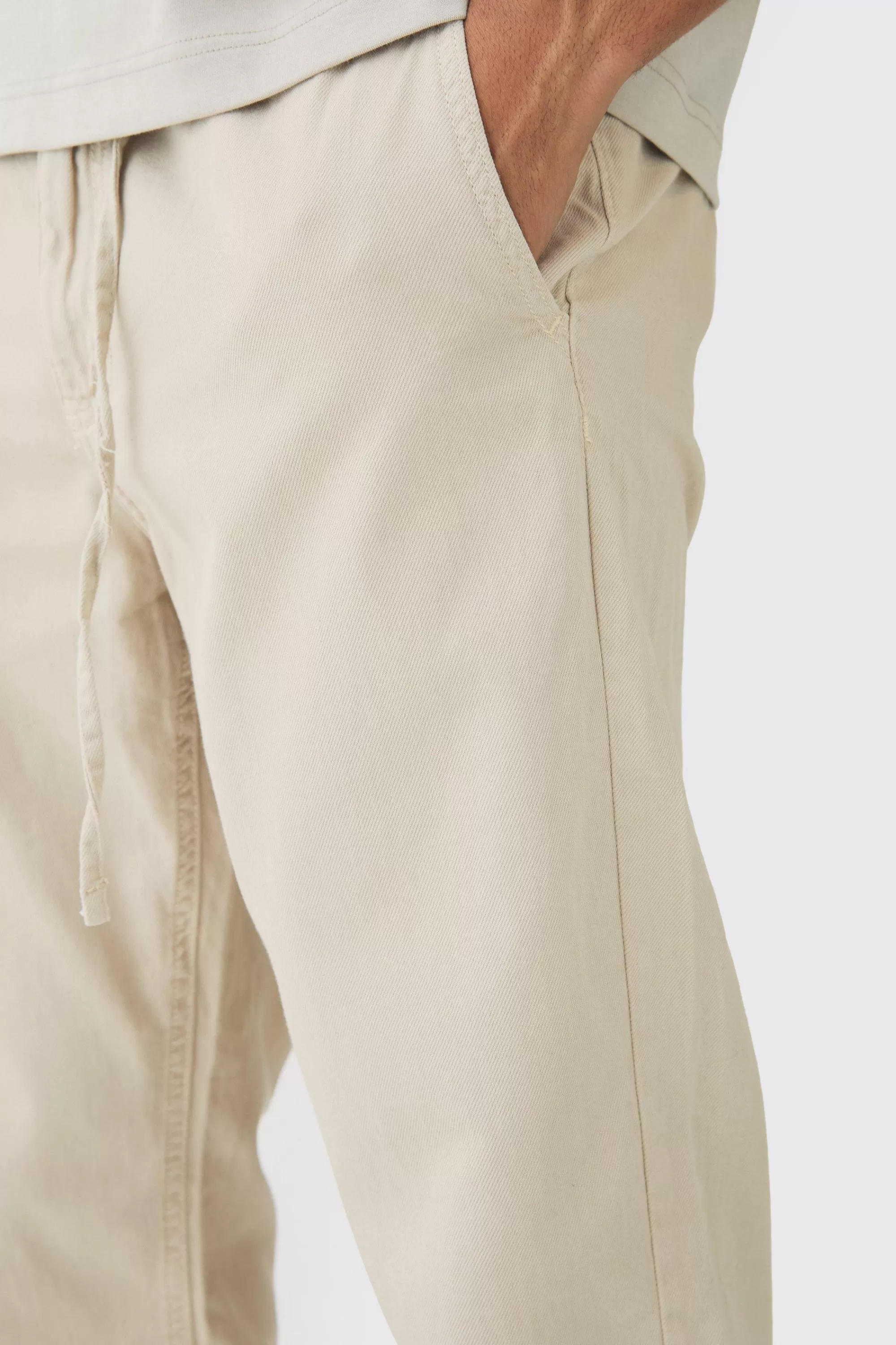 boohooMAN Tapered Chinos With Drawcords In | UK