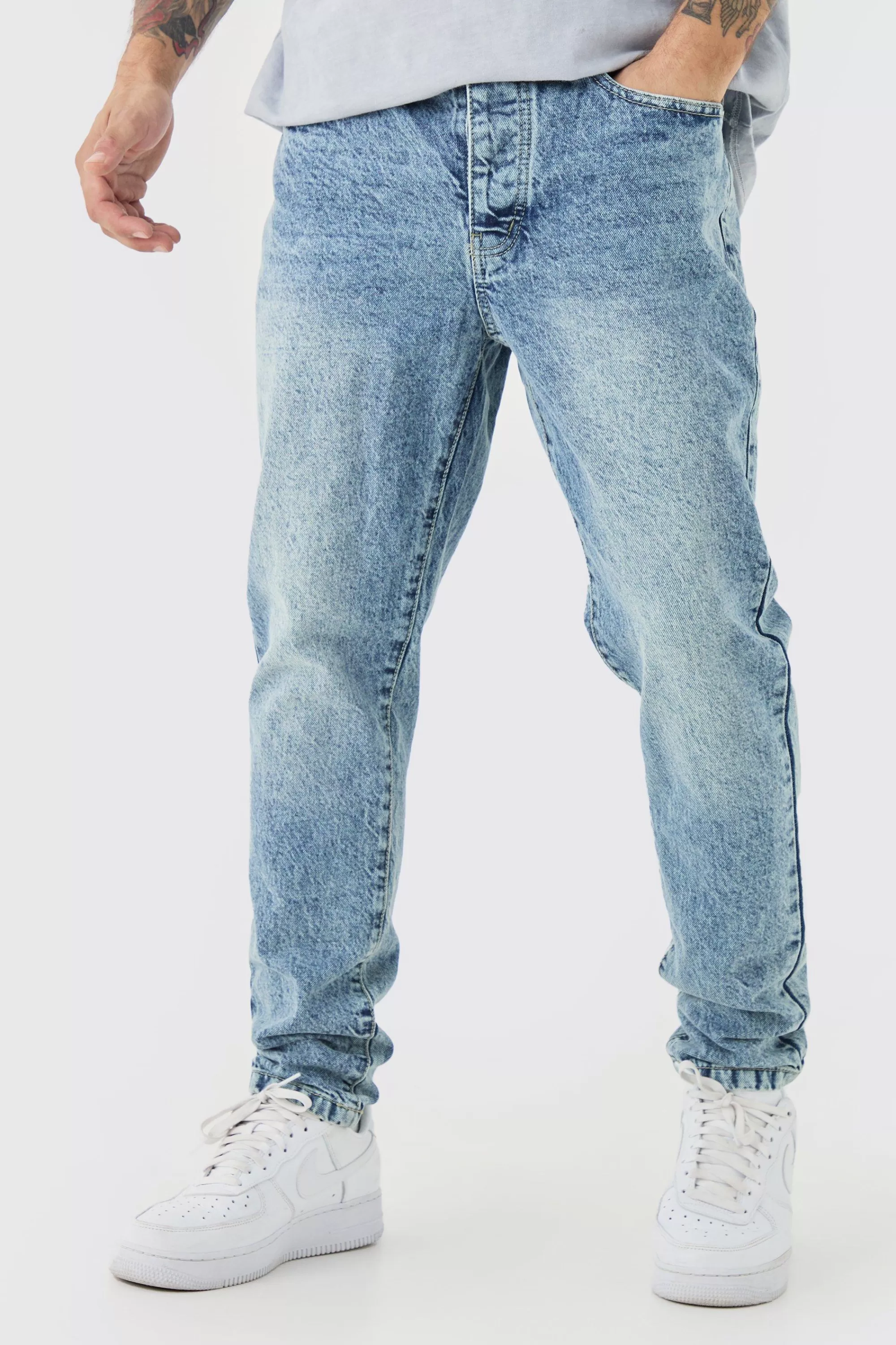 boohooMAN Tapered Fit Rigid Jeans | UK