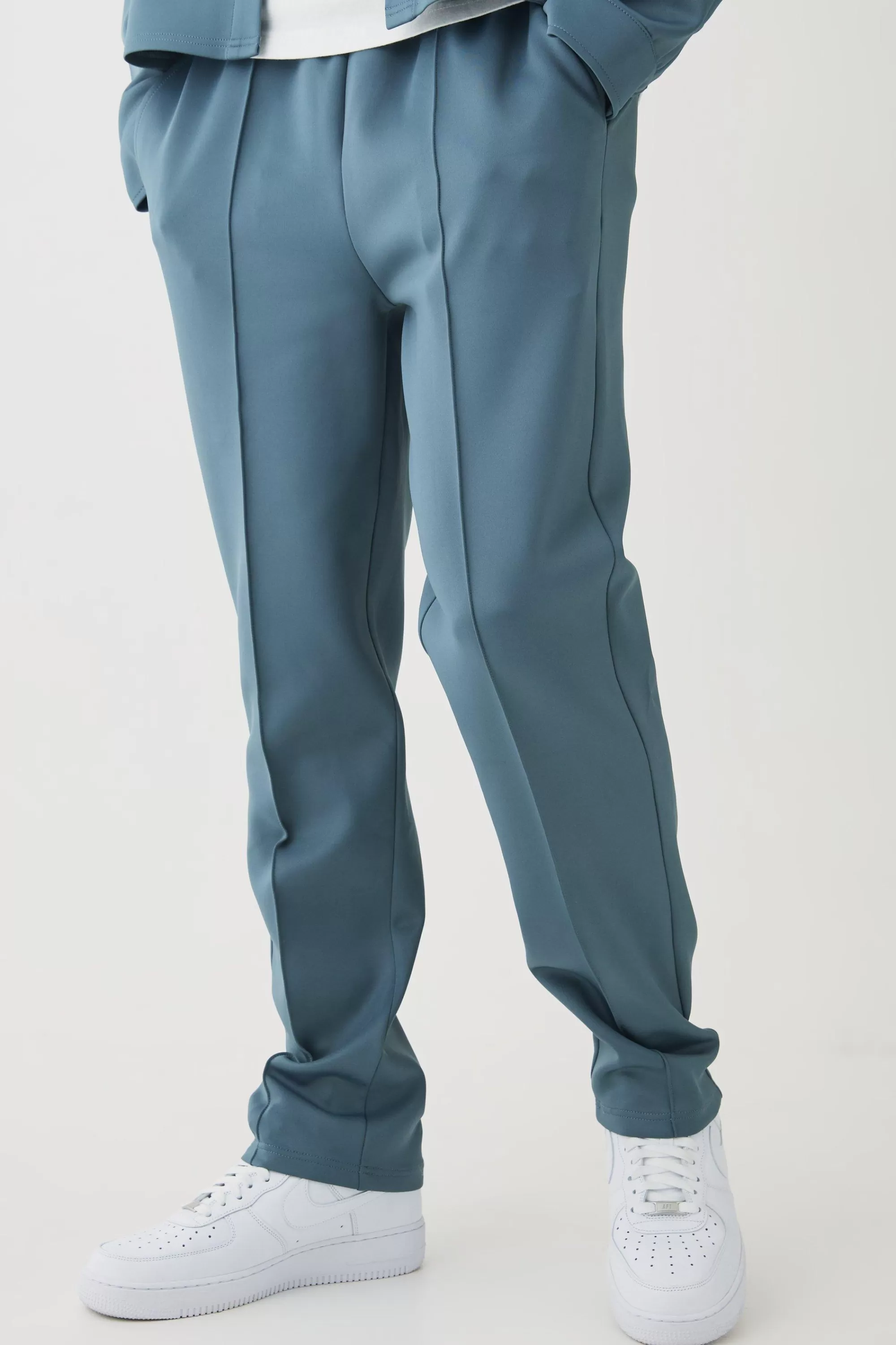 boohooMAN Tapered Pintuck Scuba Trouser | UK