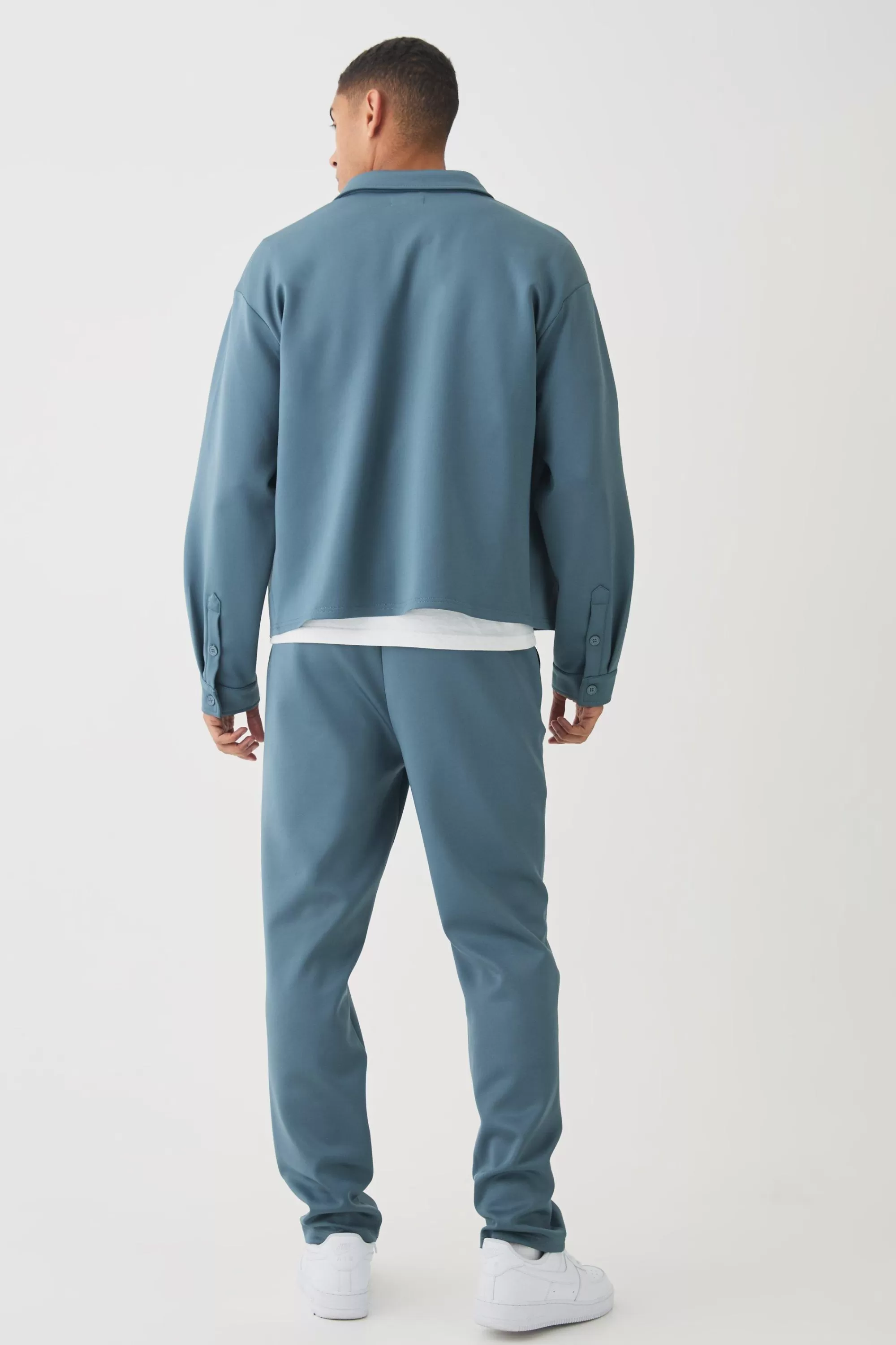 boohooMAN Tapered Pintuck Scuba Trouser | UK