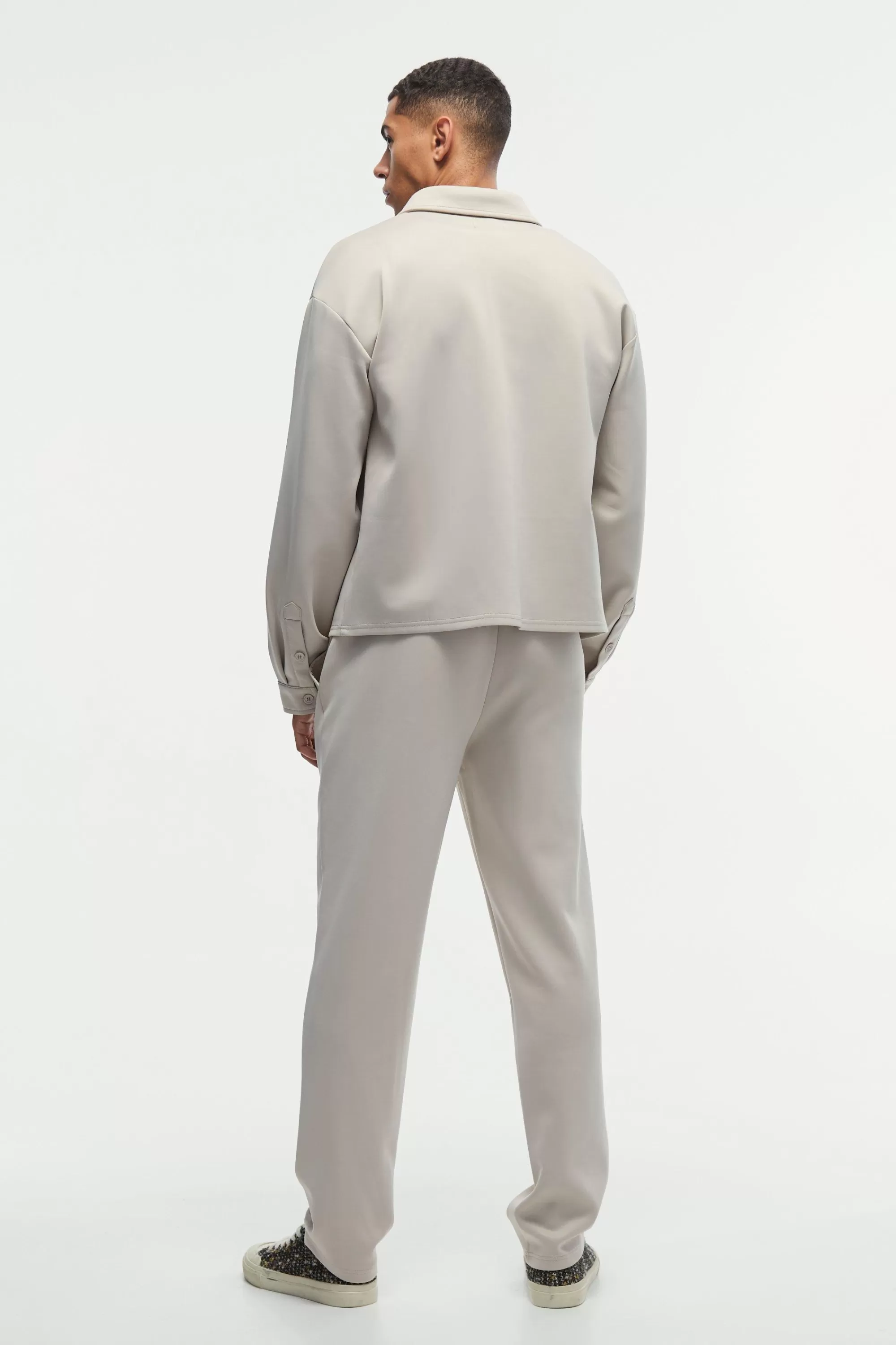 boohooMAN Tapered Pintuck Scuba Trouser | UK