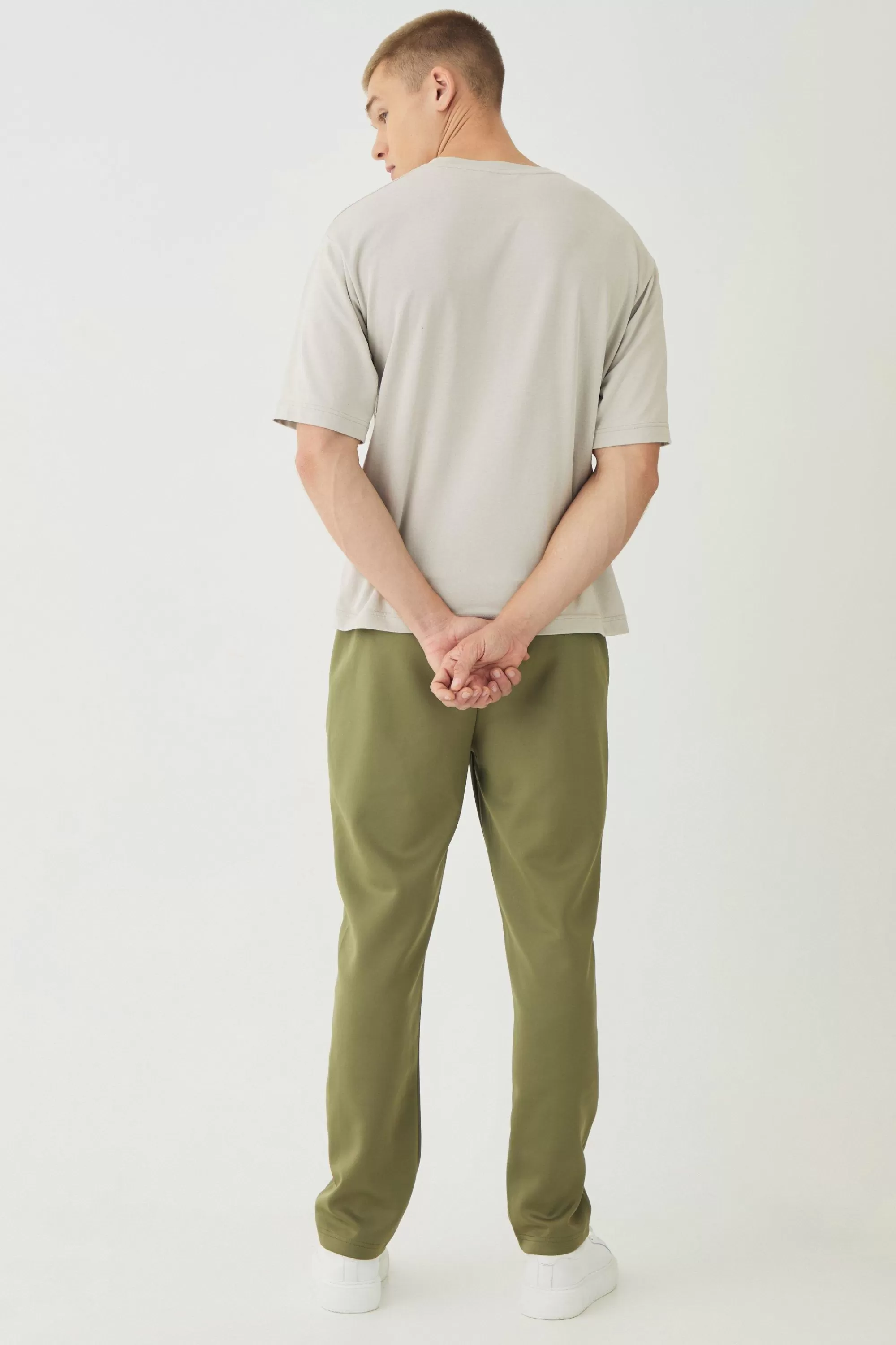 boohooMAN Tapered Pintuck Scuba Trouser | UK