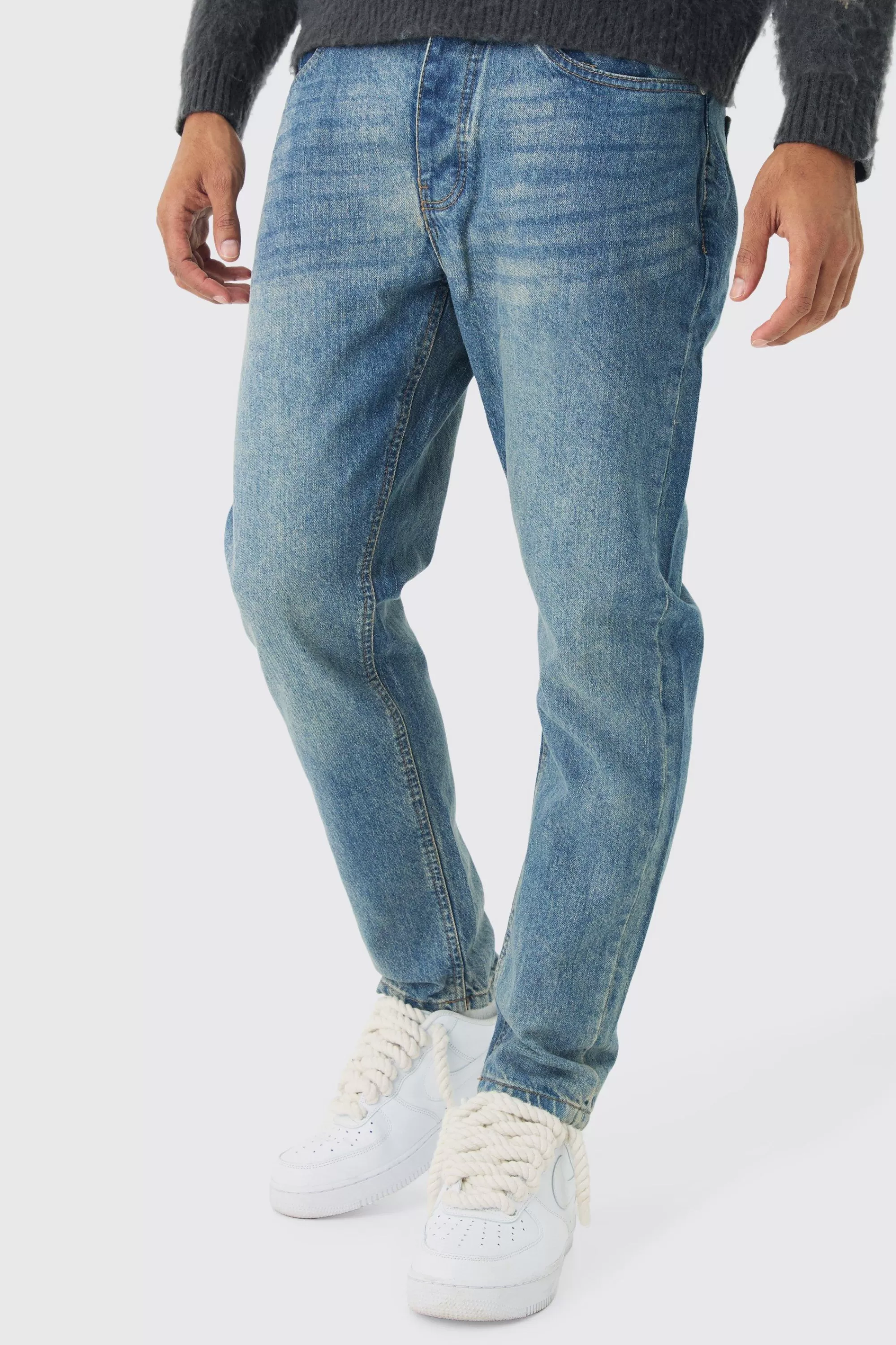boohooMAN Tapered Rigid Jean In | UK