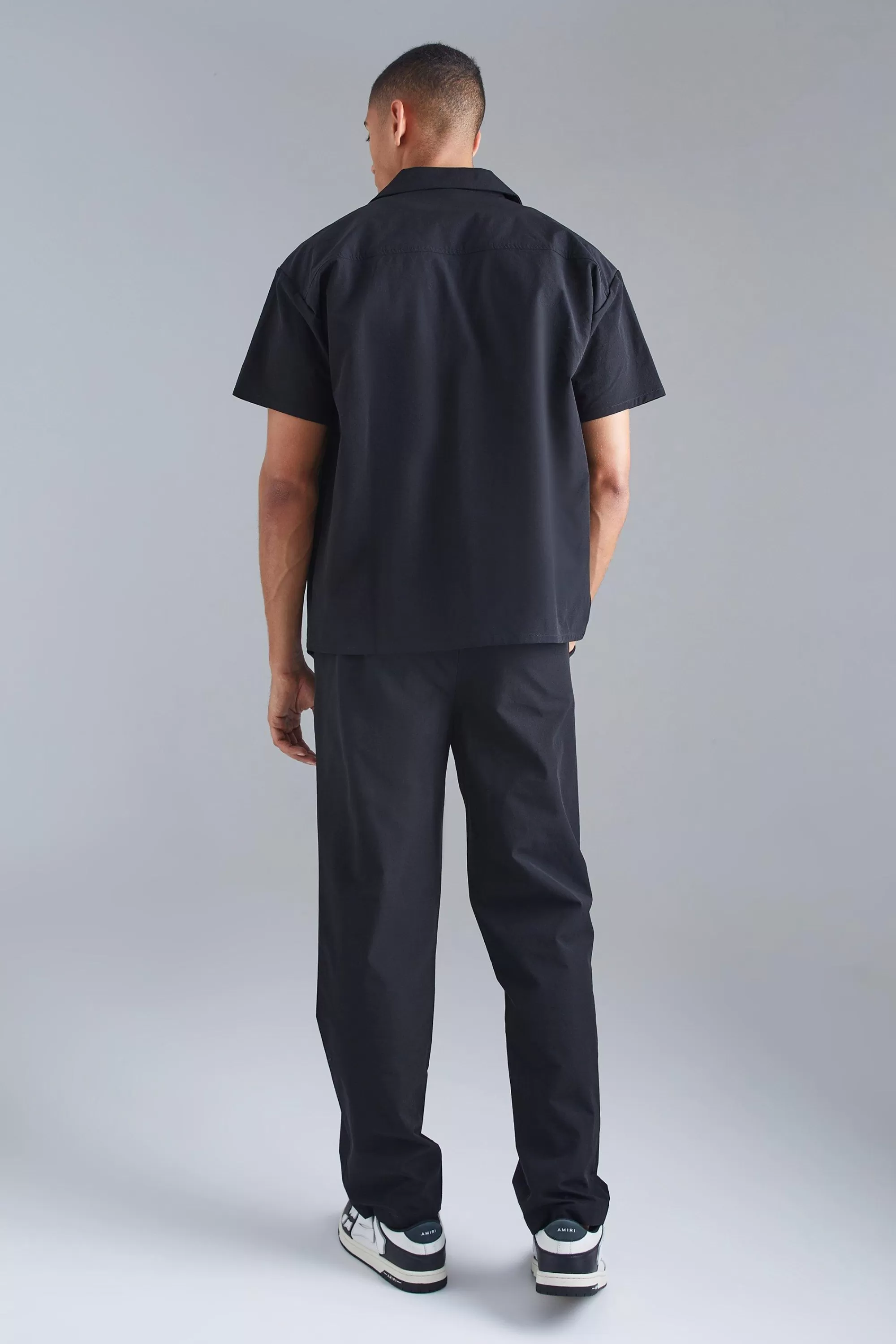 boohooMAN Technical Stretch Boxy Shirt & Trouser | UK