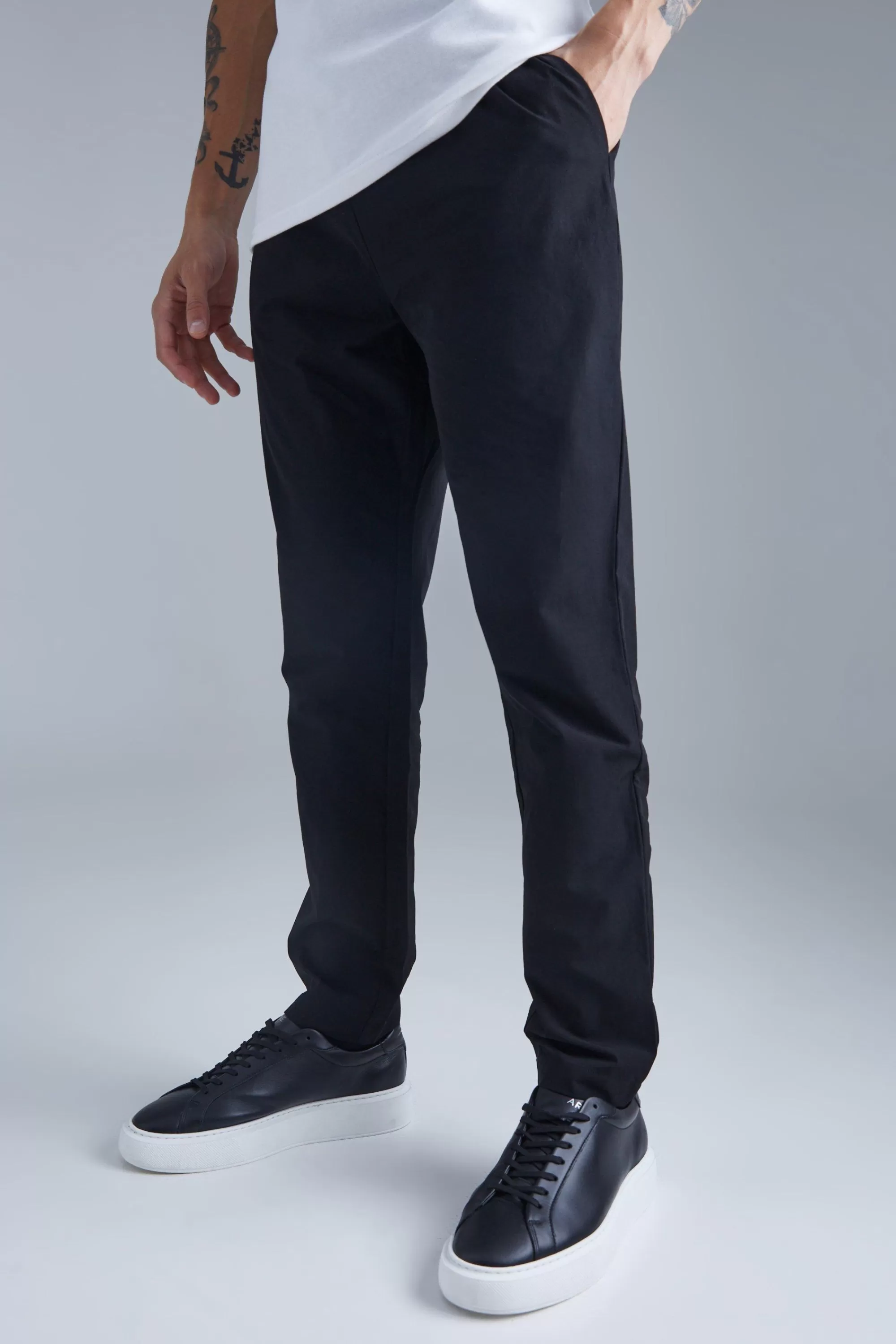 boohooMAN Technical Stretch Slim Trouser | UK