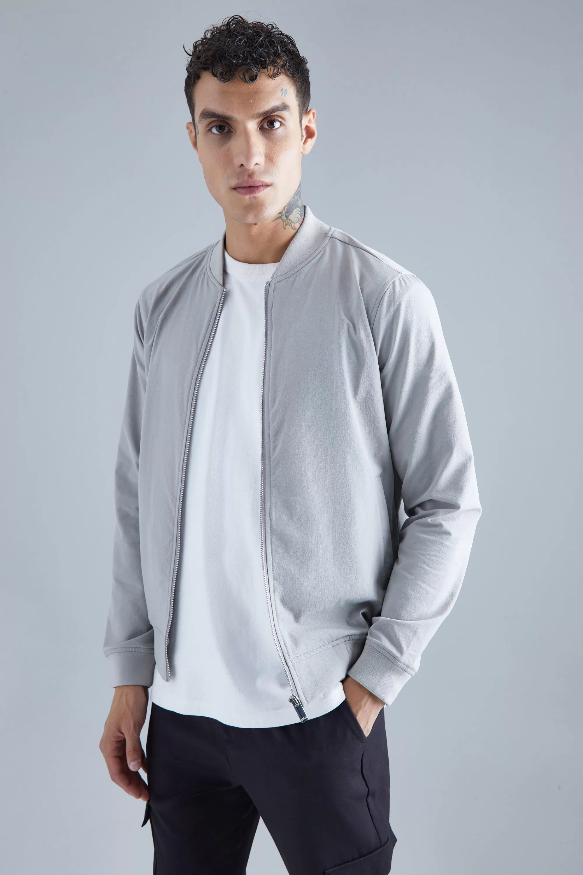 boohooMAN Technical Stretch Smart Bomber | UK