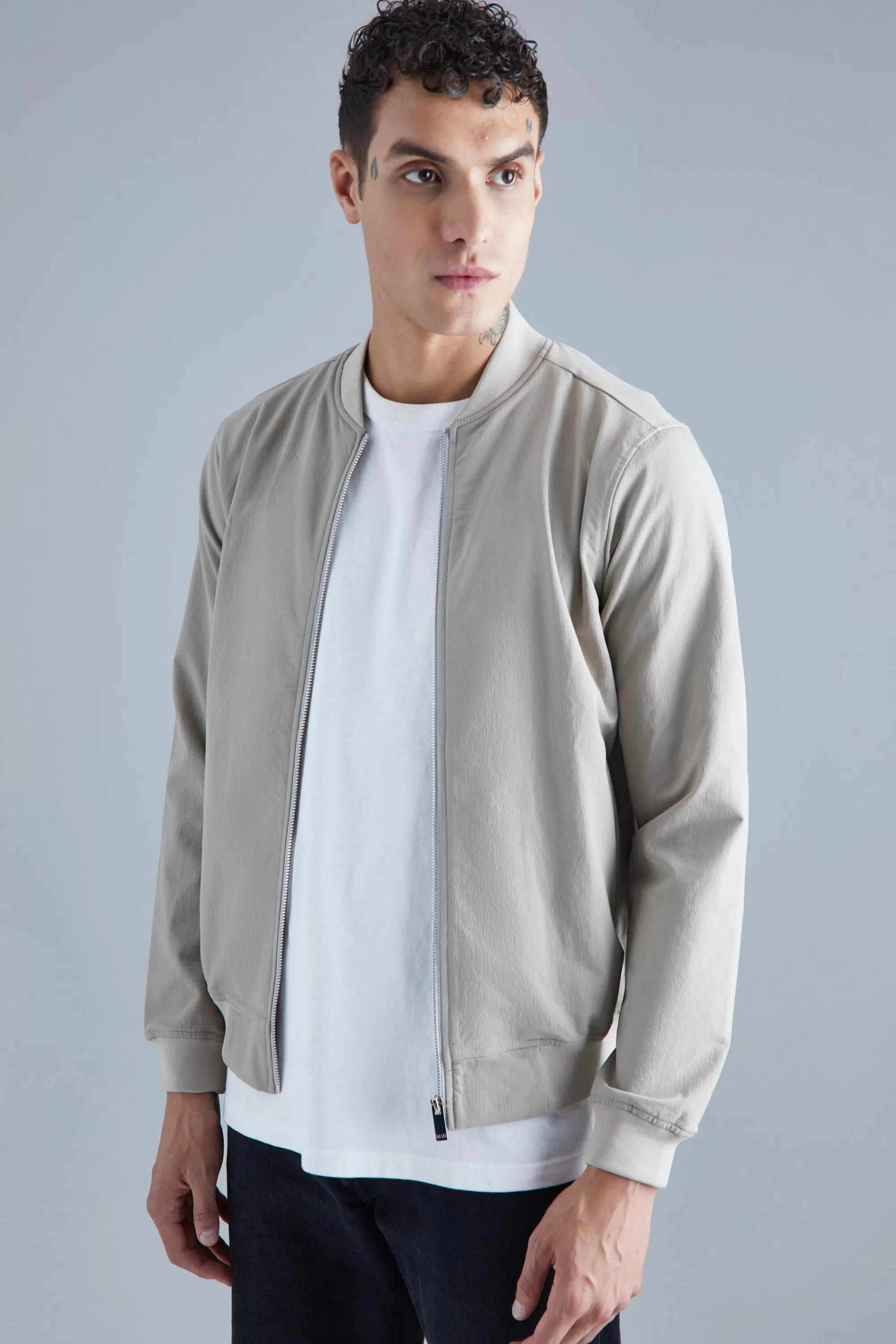 boohooMAN Technical Stretch Smart Bomber | UK