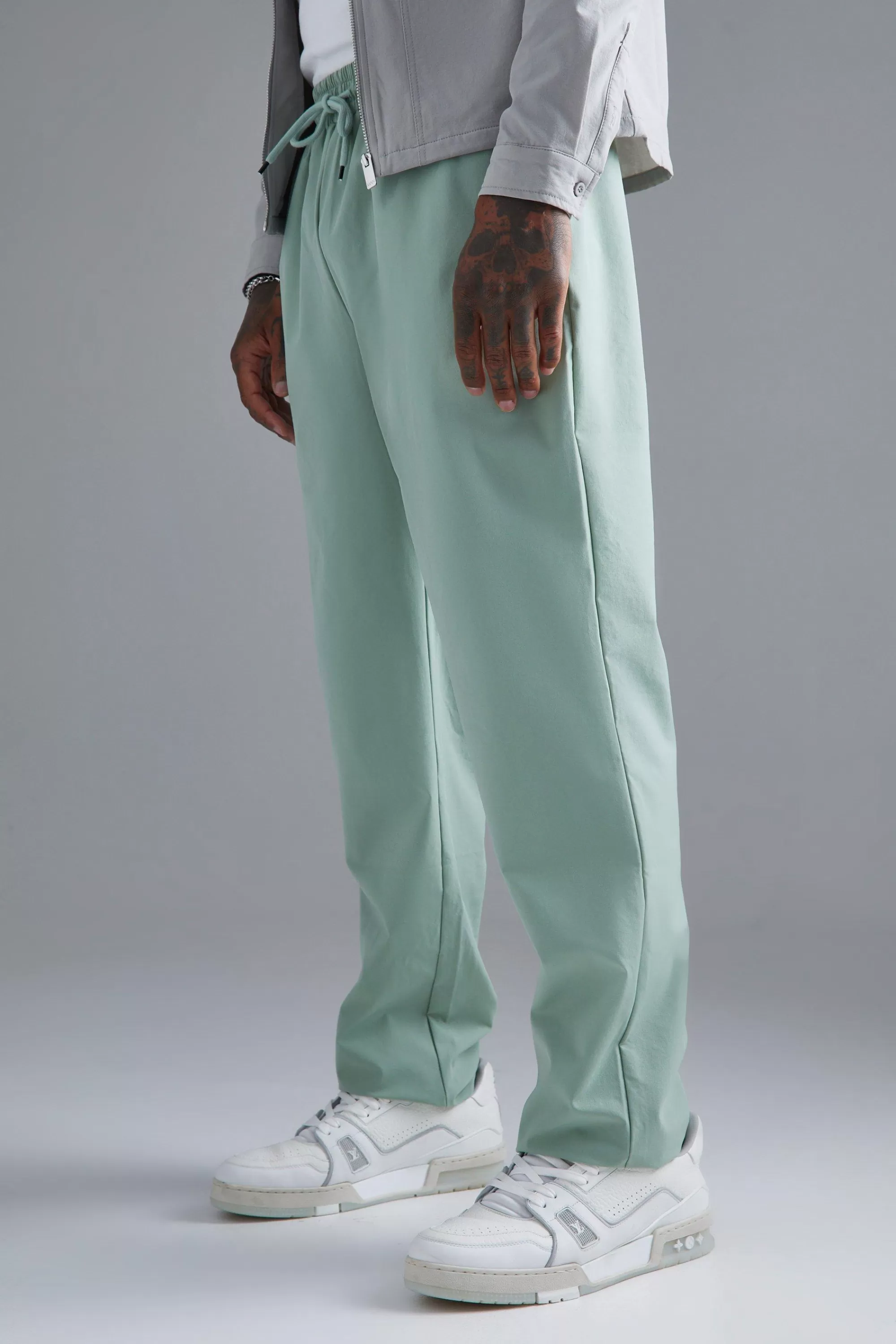 boohooMAN Technical Stretch Straight Trouser | UK