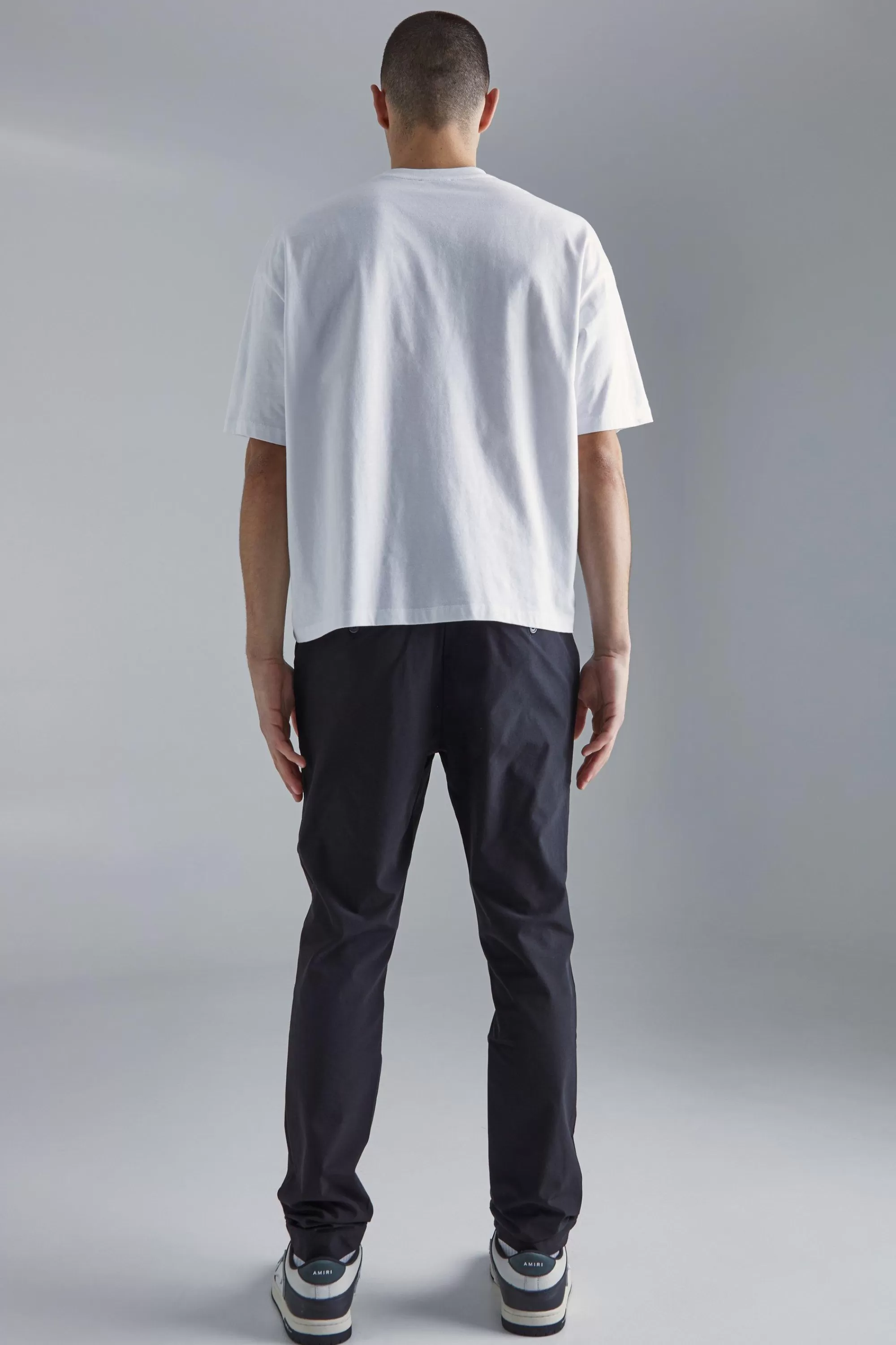 boohooMAN Technical Stretch Tailored Slim Fit Trousers | UK