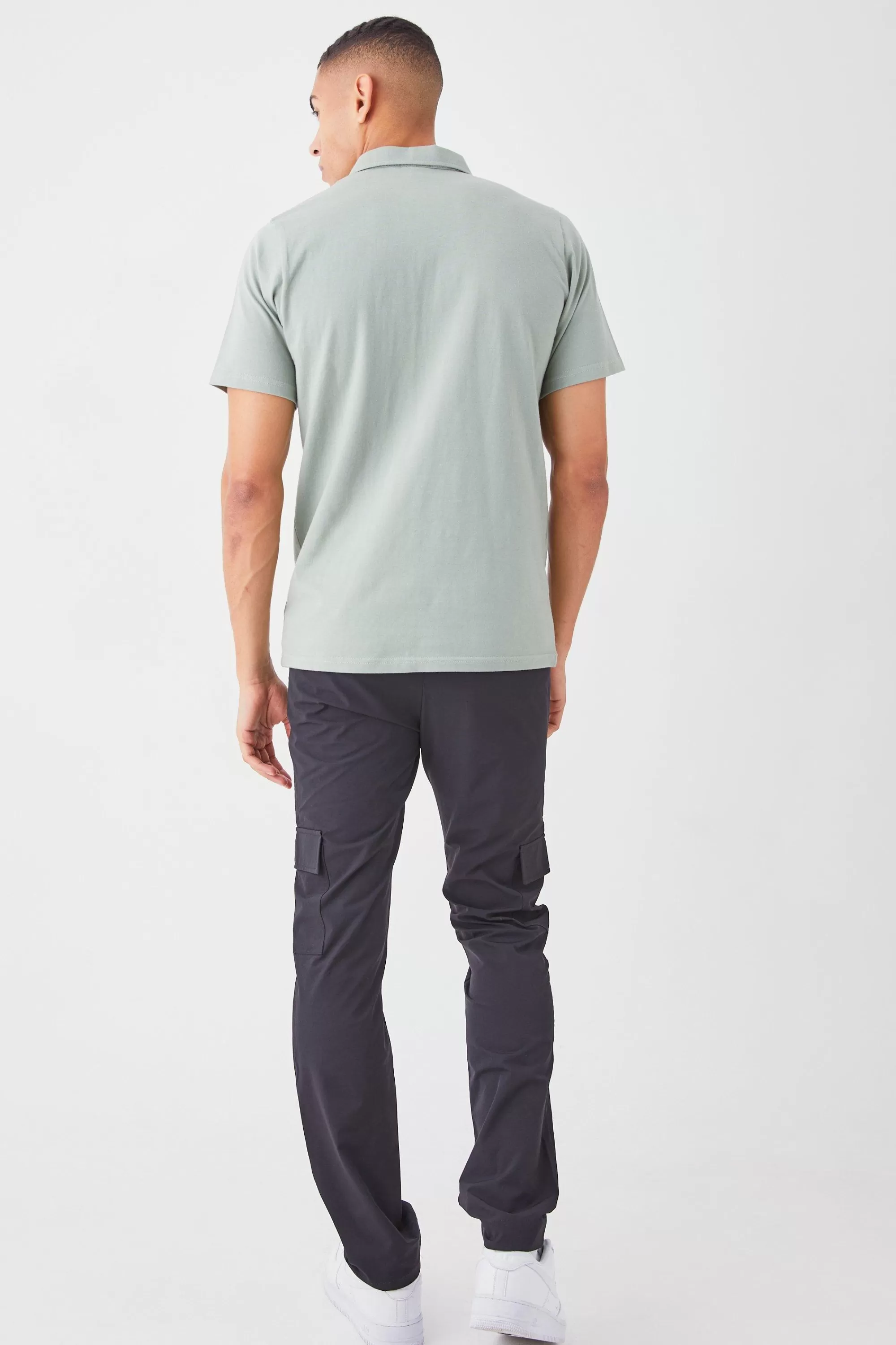 boohooMAN Technical Stretch Tailored Straight Fit Cargo Trousers | UK