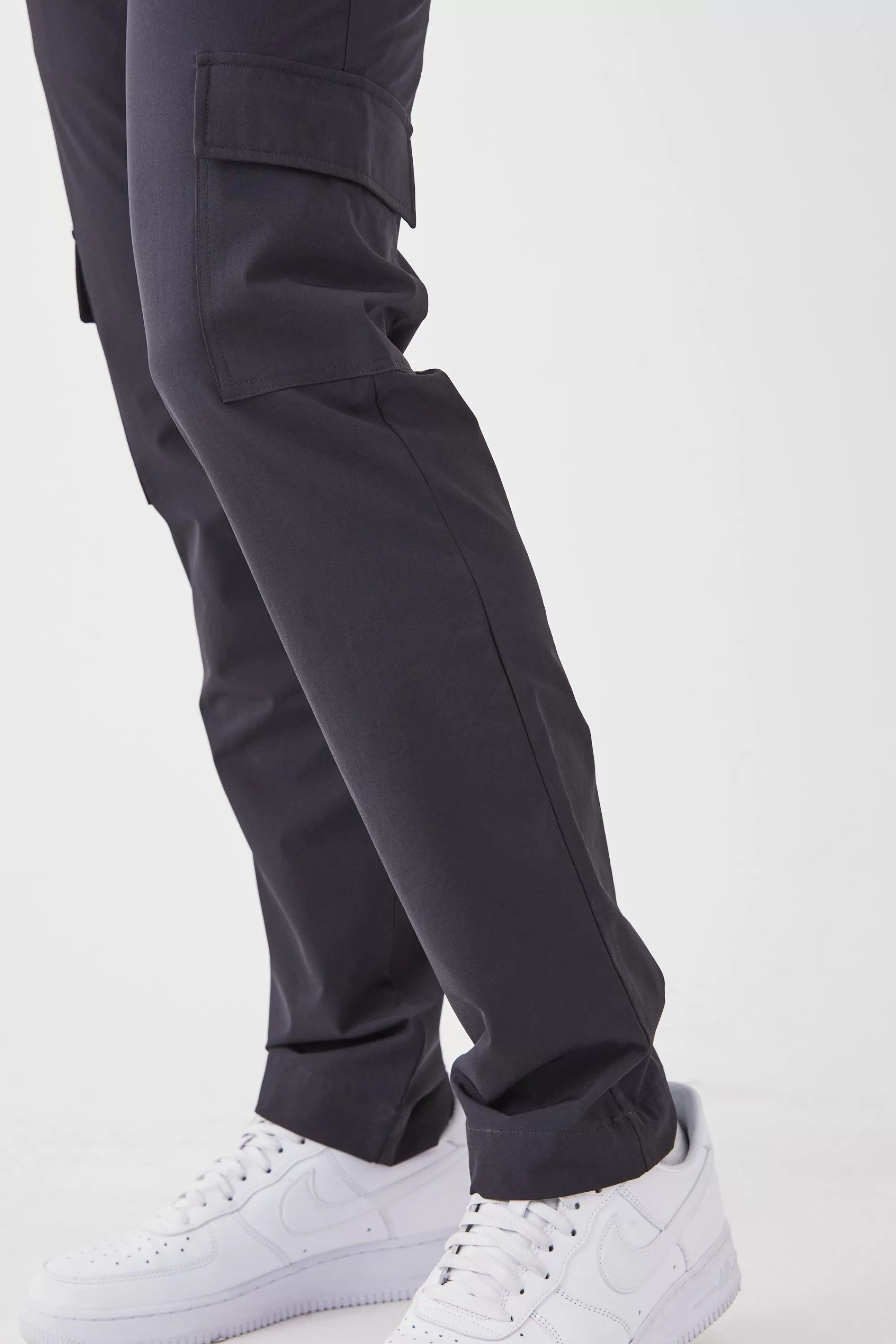 boohooMAN Technical Stretch Tailored Straight Fit Cargo Trousers | UK