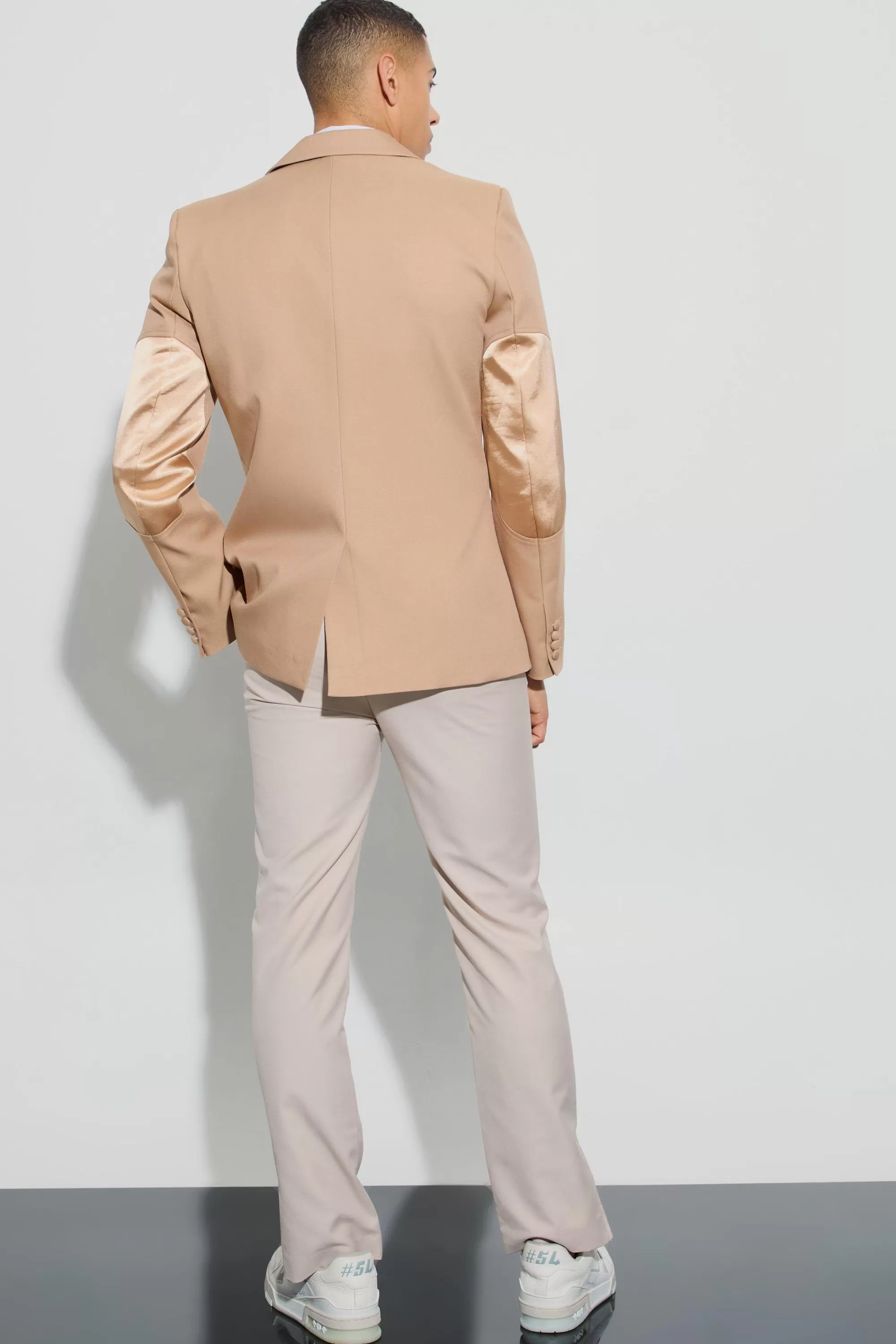 boohooMAN Textured Elbow Patch Slim Fit Blazer & Waistcoat | UK