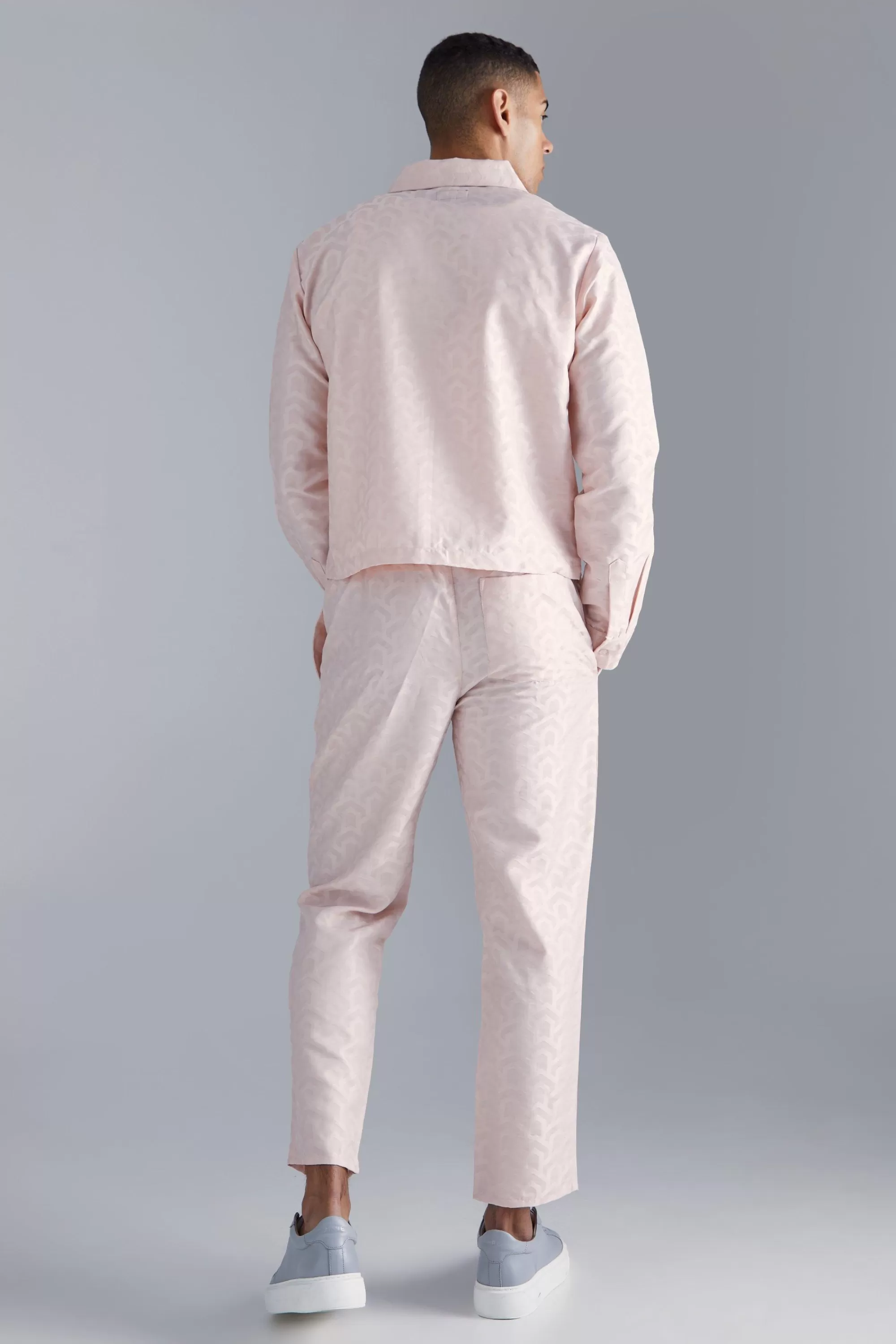 boohooMAN Textured Geo Tapered Trouser | UK