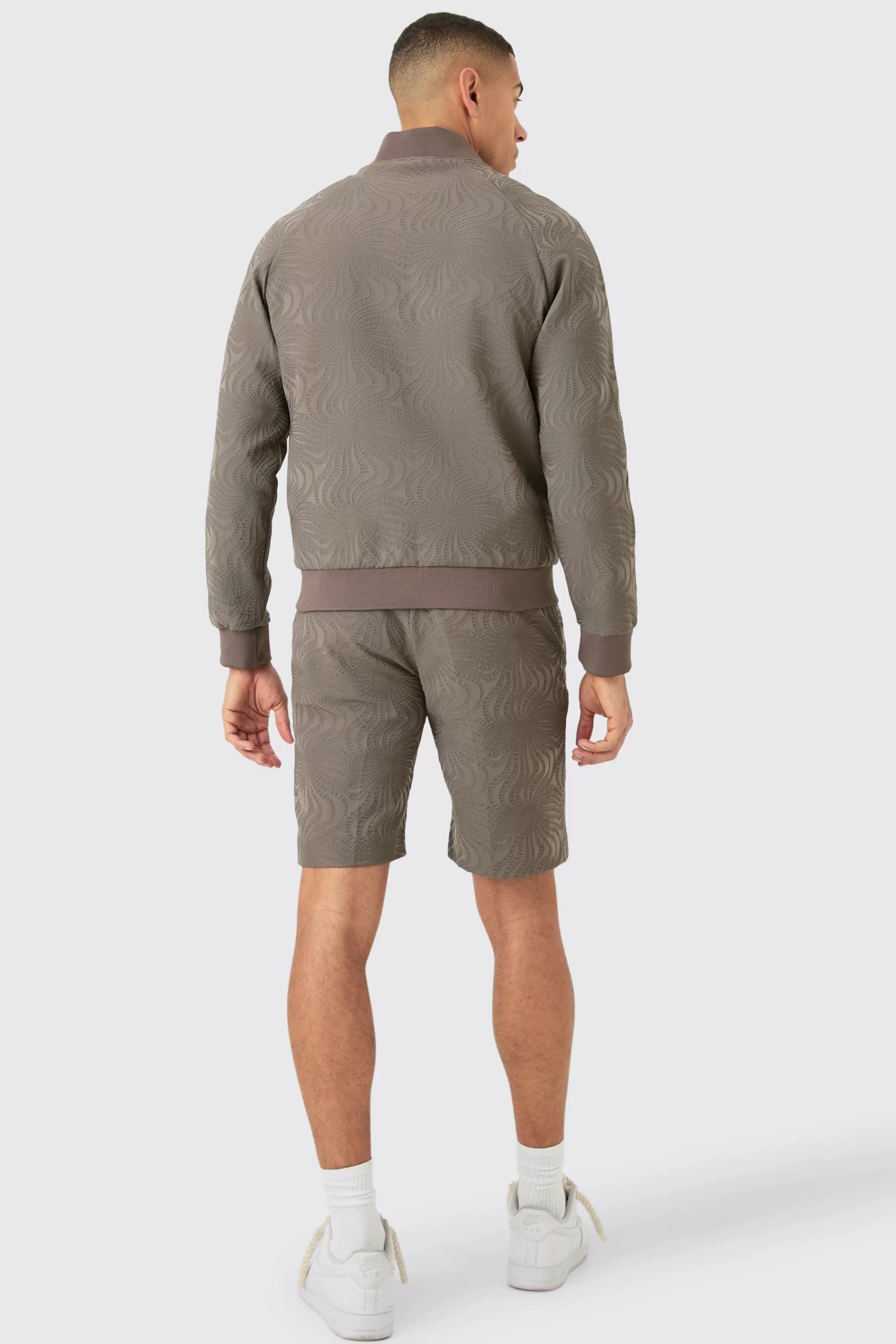 boohooMAN Textured Regular Fit Tailored Bomber Set | UK