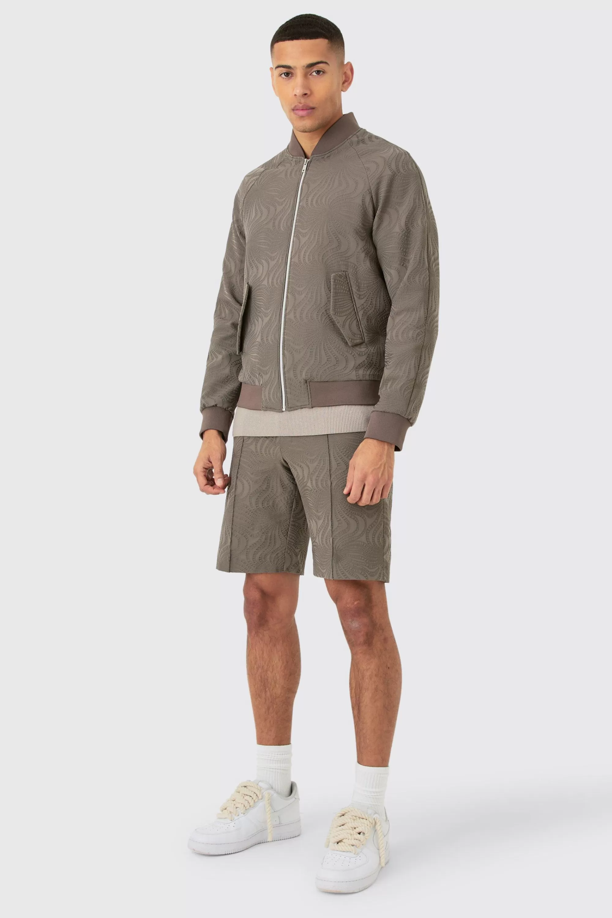 boohooMAN Textured Straight Fit Pintuck Tailored Shorts | UK