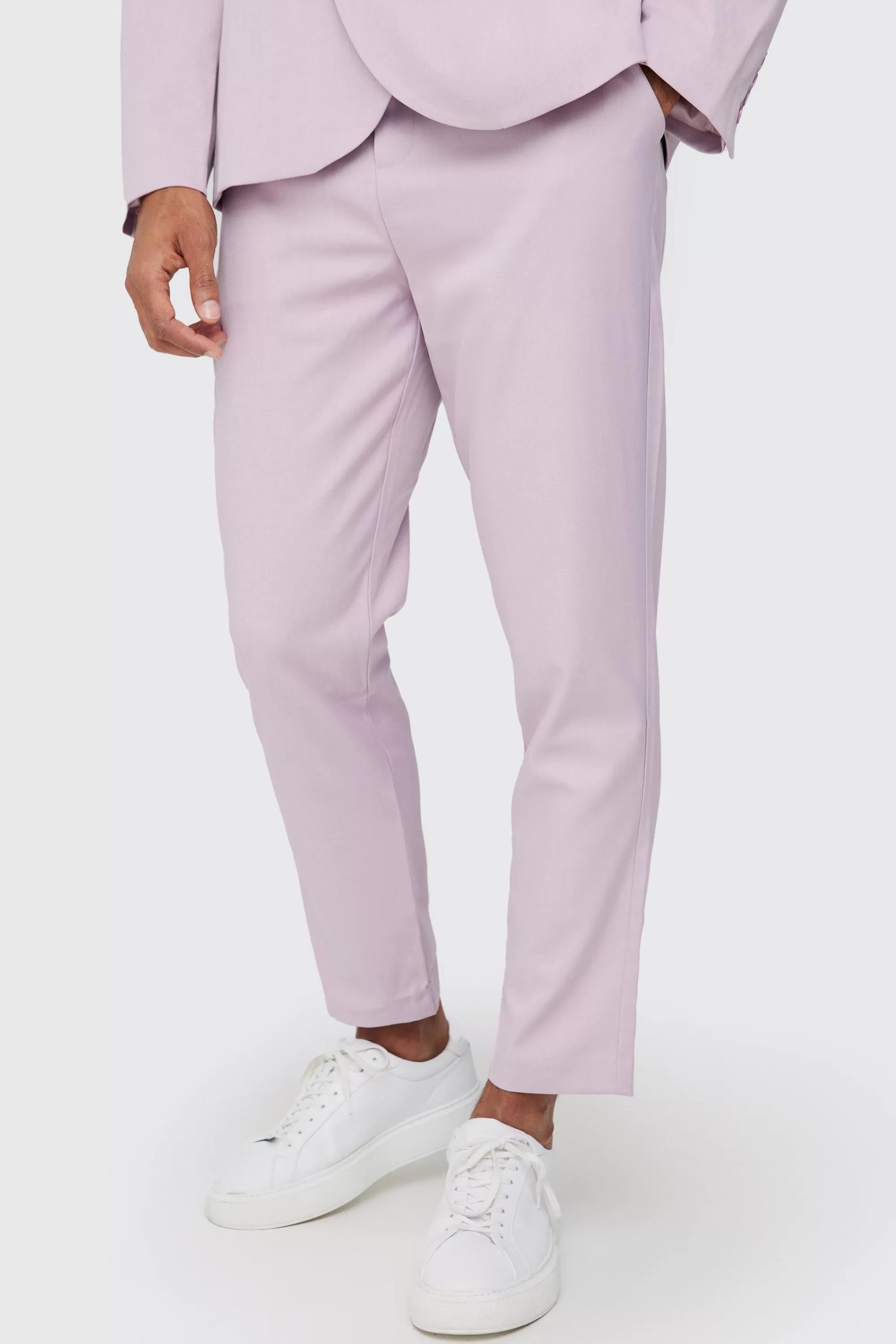 boohooMAN Textured Tapered Fit Suit Trousers | UK