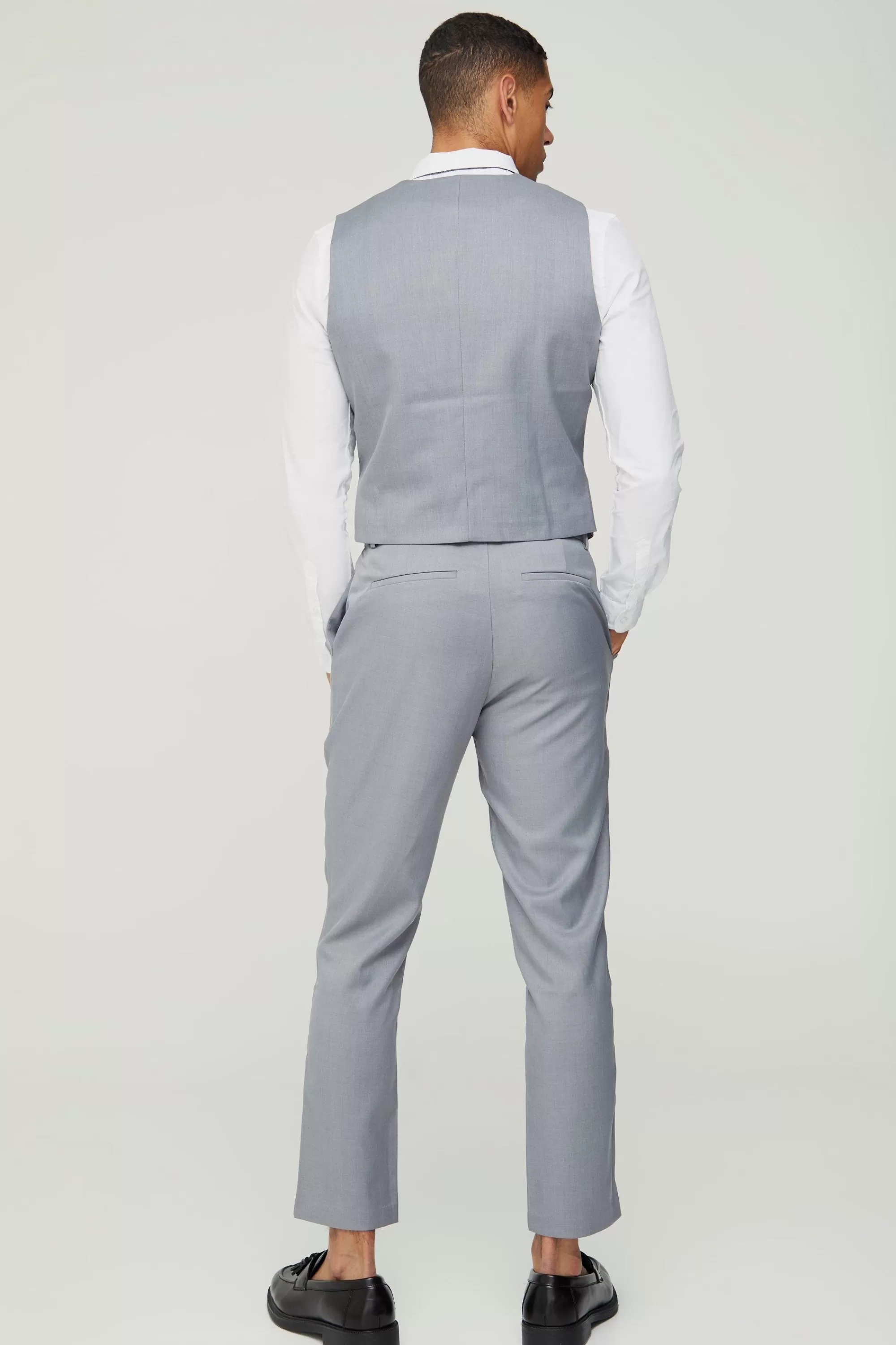 boohooMAN Textured Tapered Fit Suit Trousers | UK