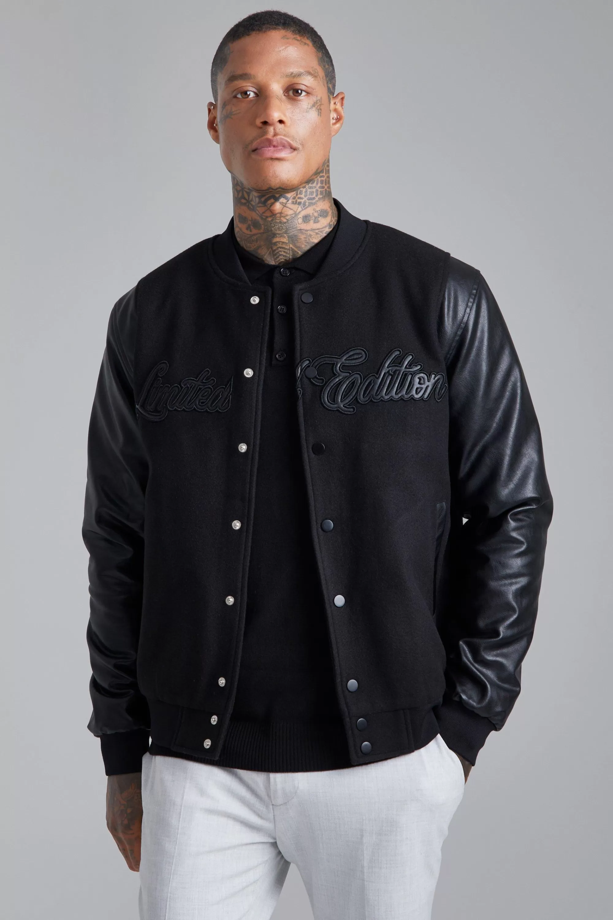 boohooMAN Tonal Limited Edition Melton Bomber | UK