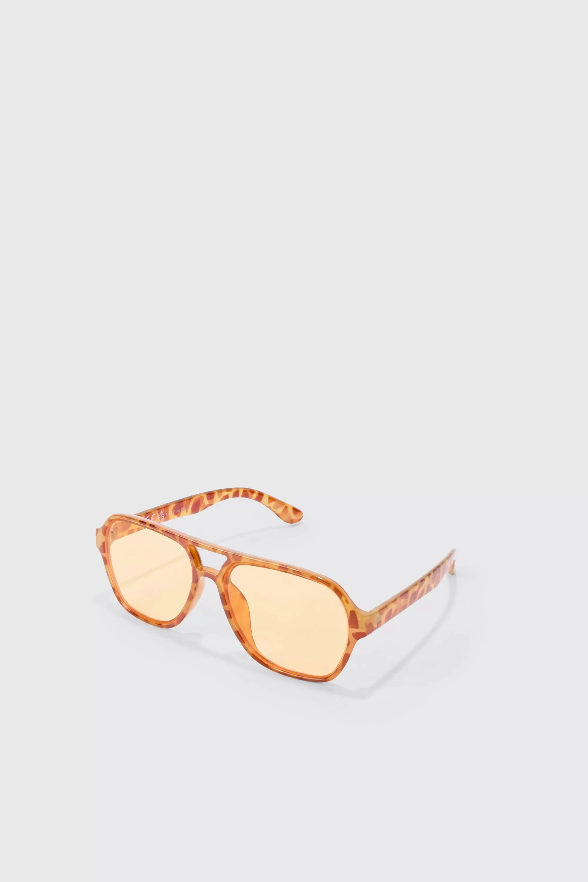 boohooMAN Tortoise Aviator Sunglasses In | UK