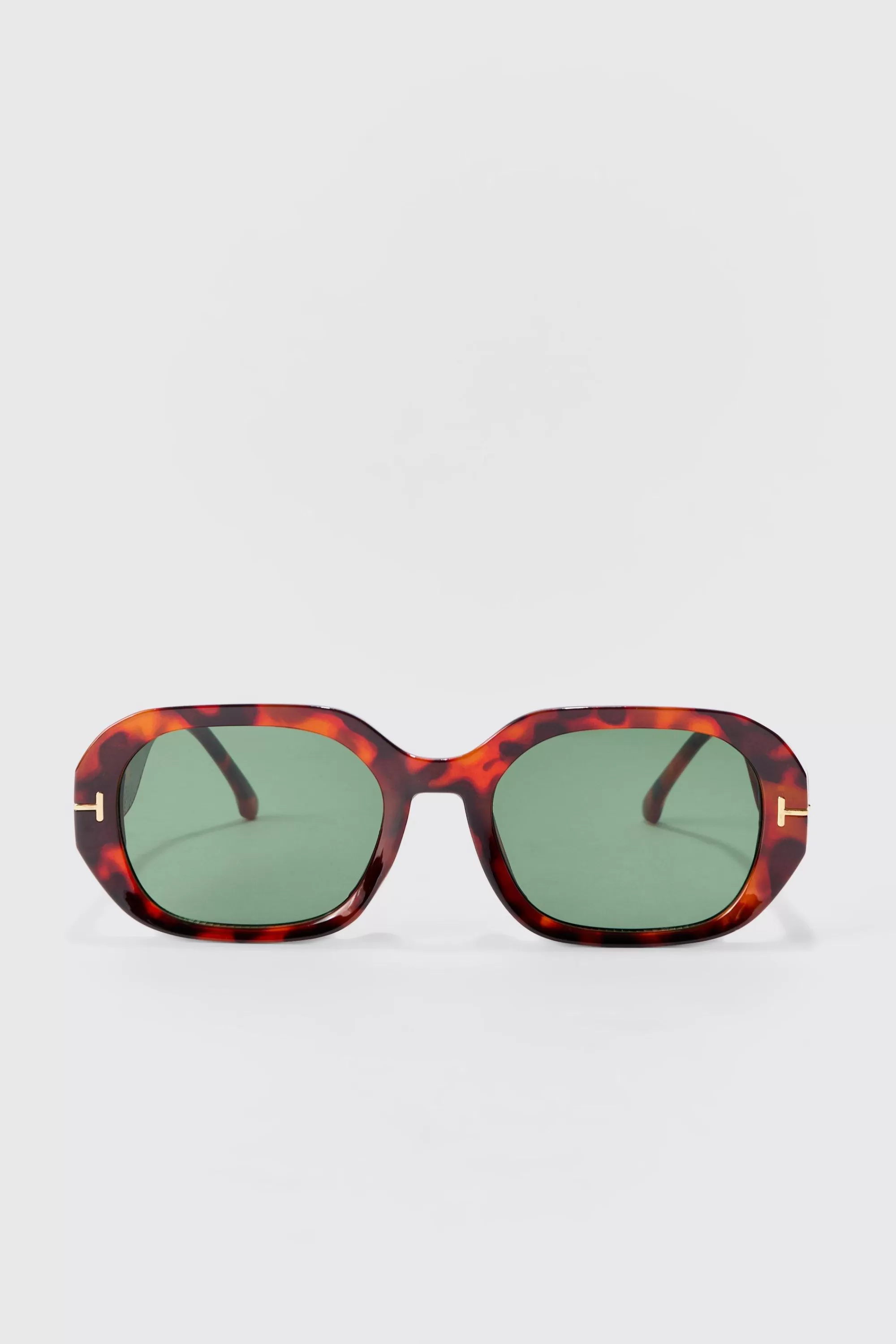 boohooMAN Tortoise Hexagonal Sunglasses In | UK