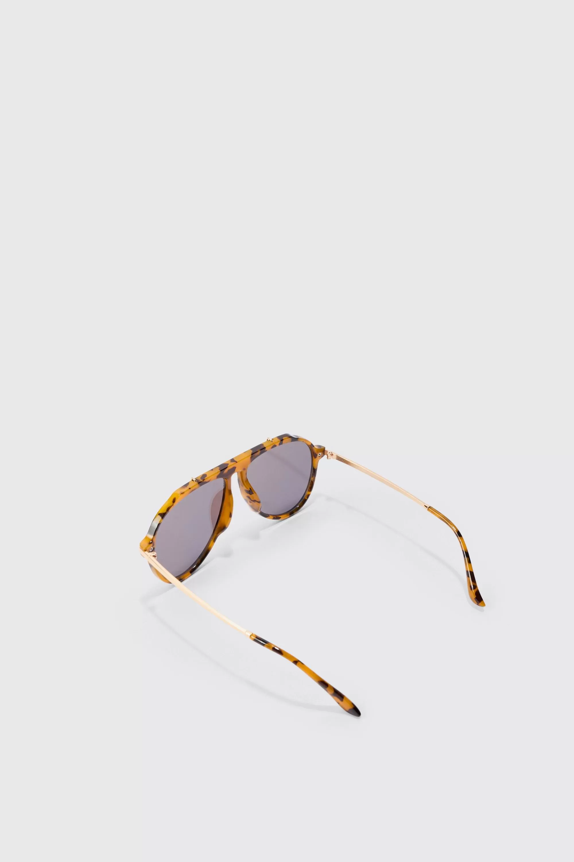 boohooMAN Tortoise Metal Frame Aviator Sunglasses In | UK