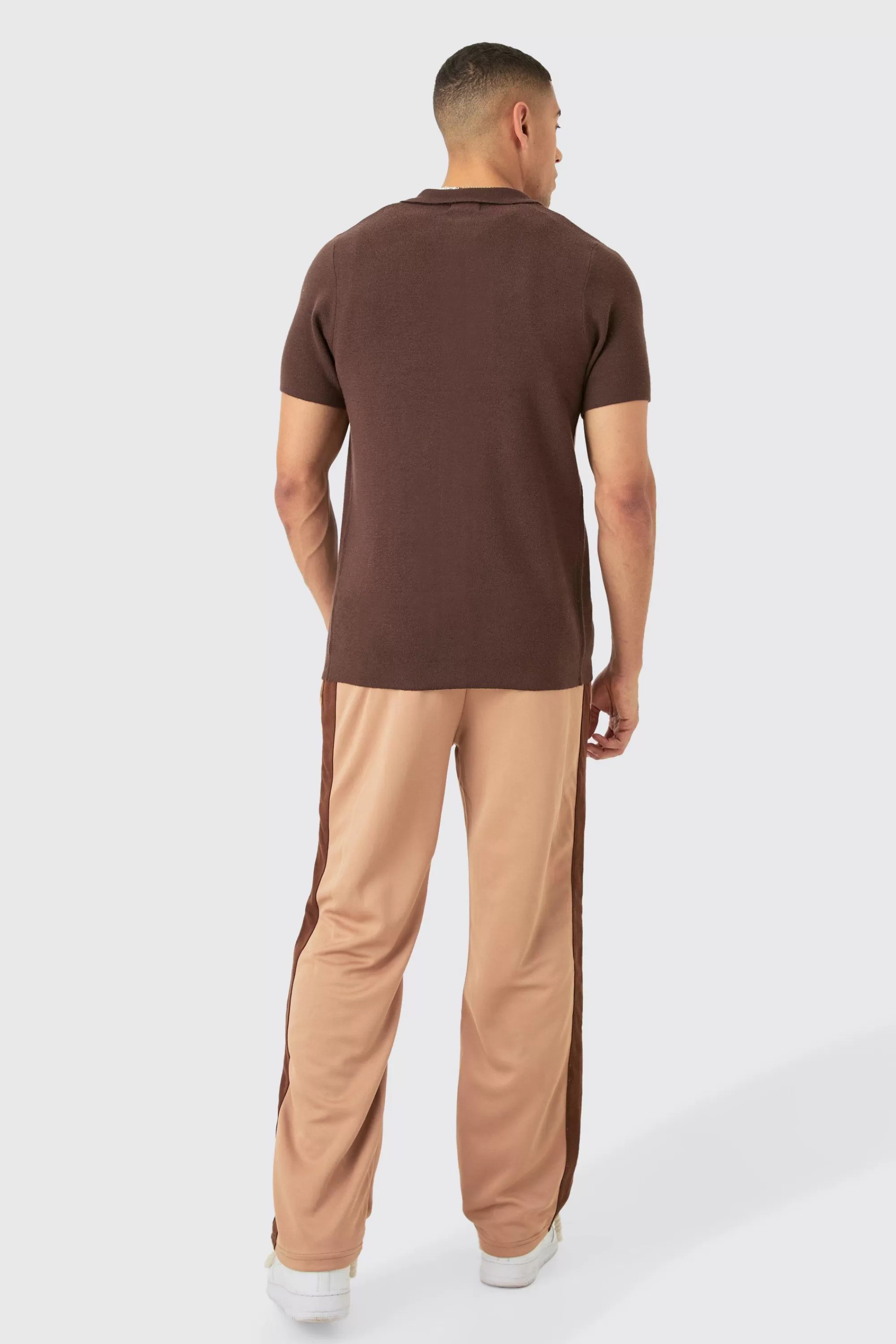 boohooMAN Tricot Homme Embroidered Tape Relaxed Joggers | UK