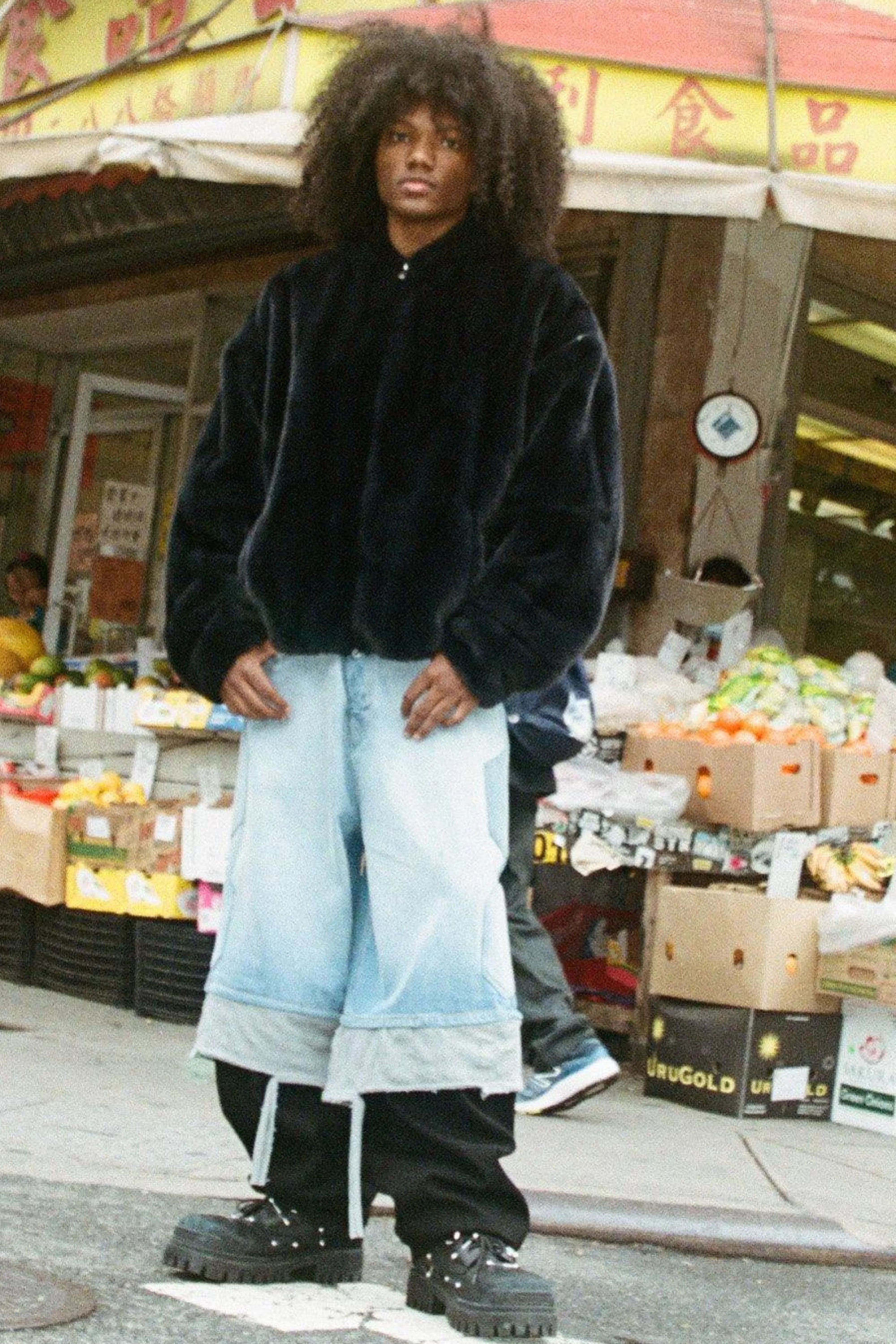 boohooMAN Trippie Redd Baggy Rigid Hybrid Layered Denim Jeans | UK