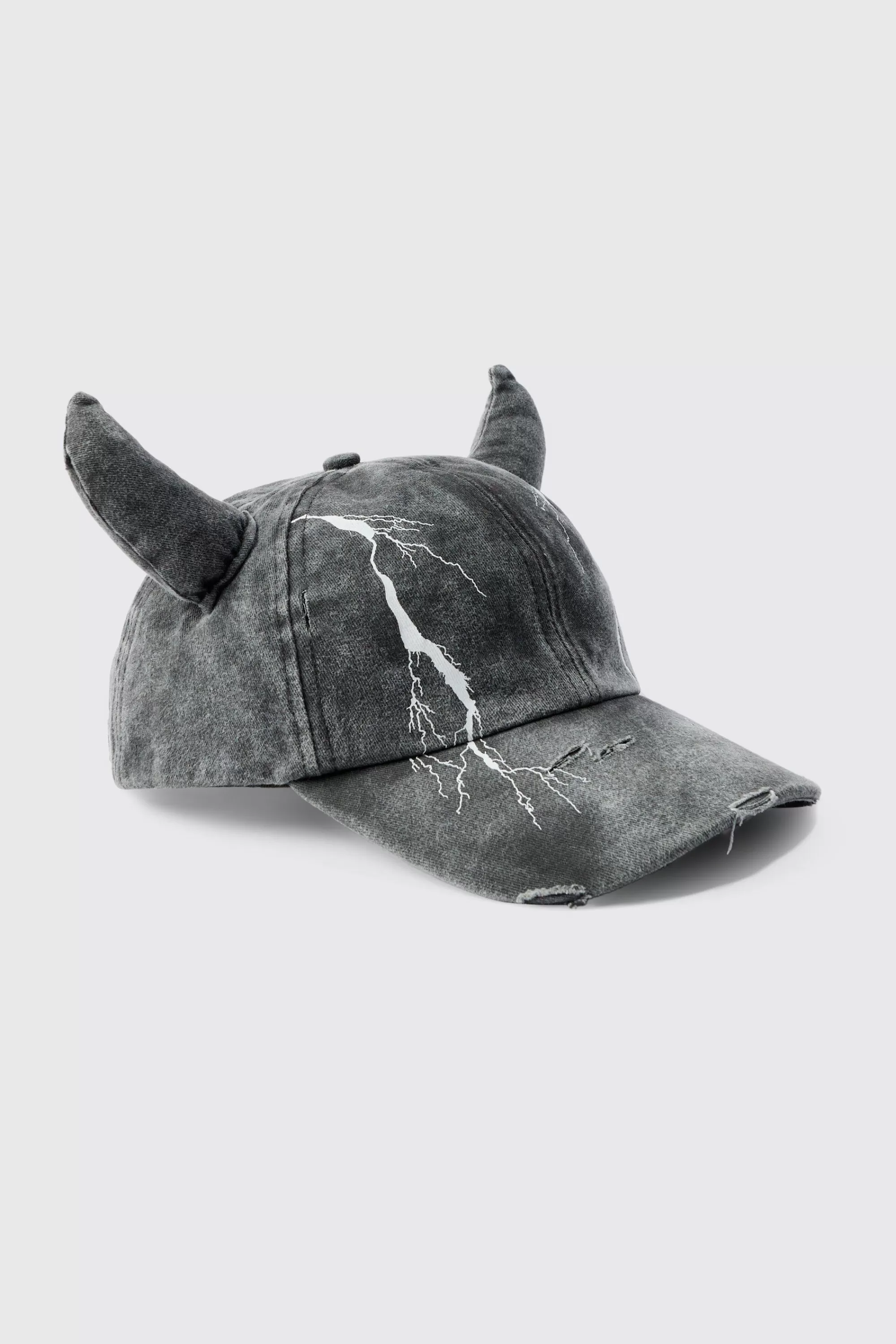 boohooMAN Trippie Redd Graphic Print Distressed Horn Cap In | UK