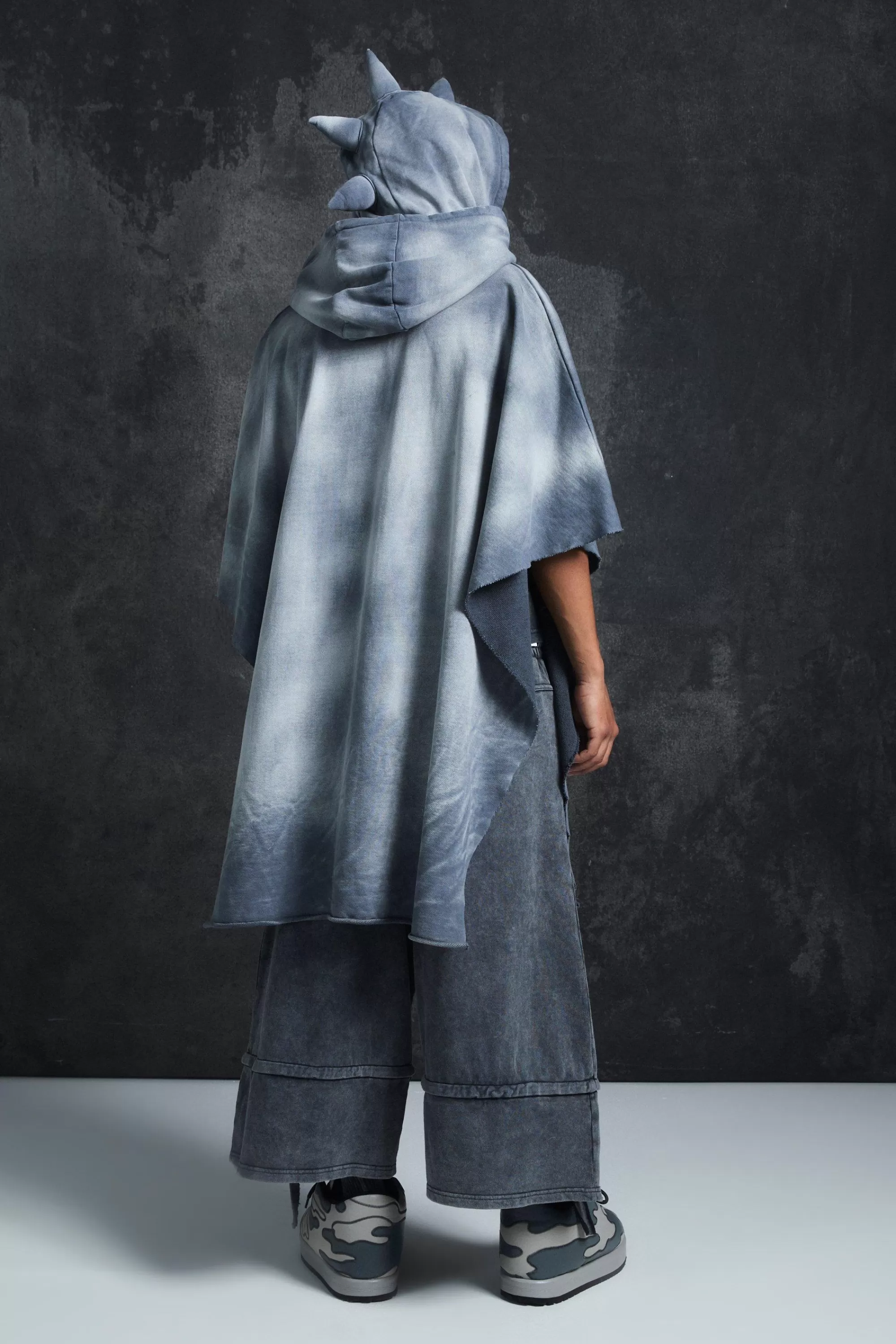 boohooMAN Trippie Redd Heavy Washed Horn Poncho | UK