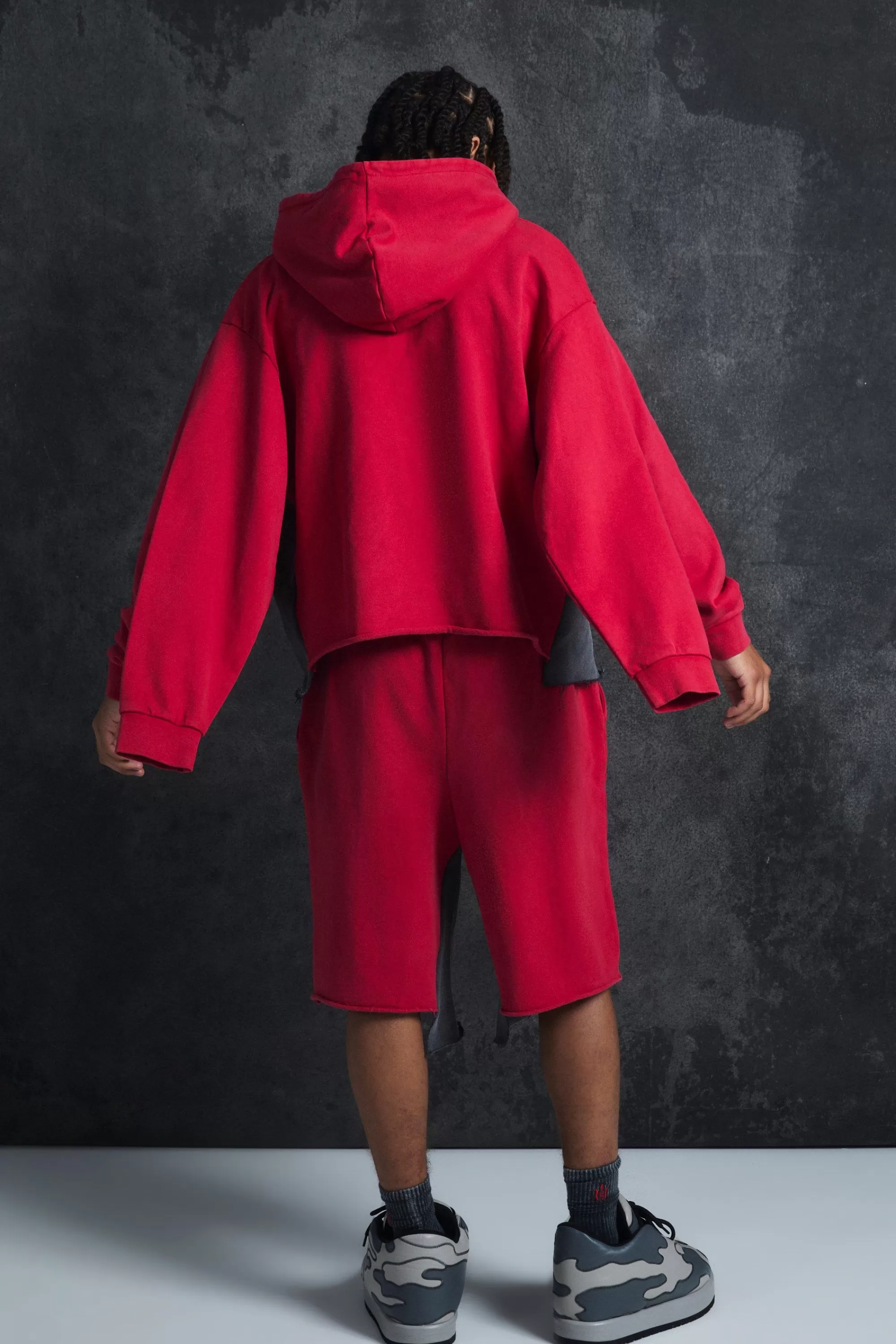 boohooMAN Trippie d Oversized Boxy Heavy Washed & Distressed Hoodie | UK