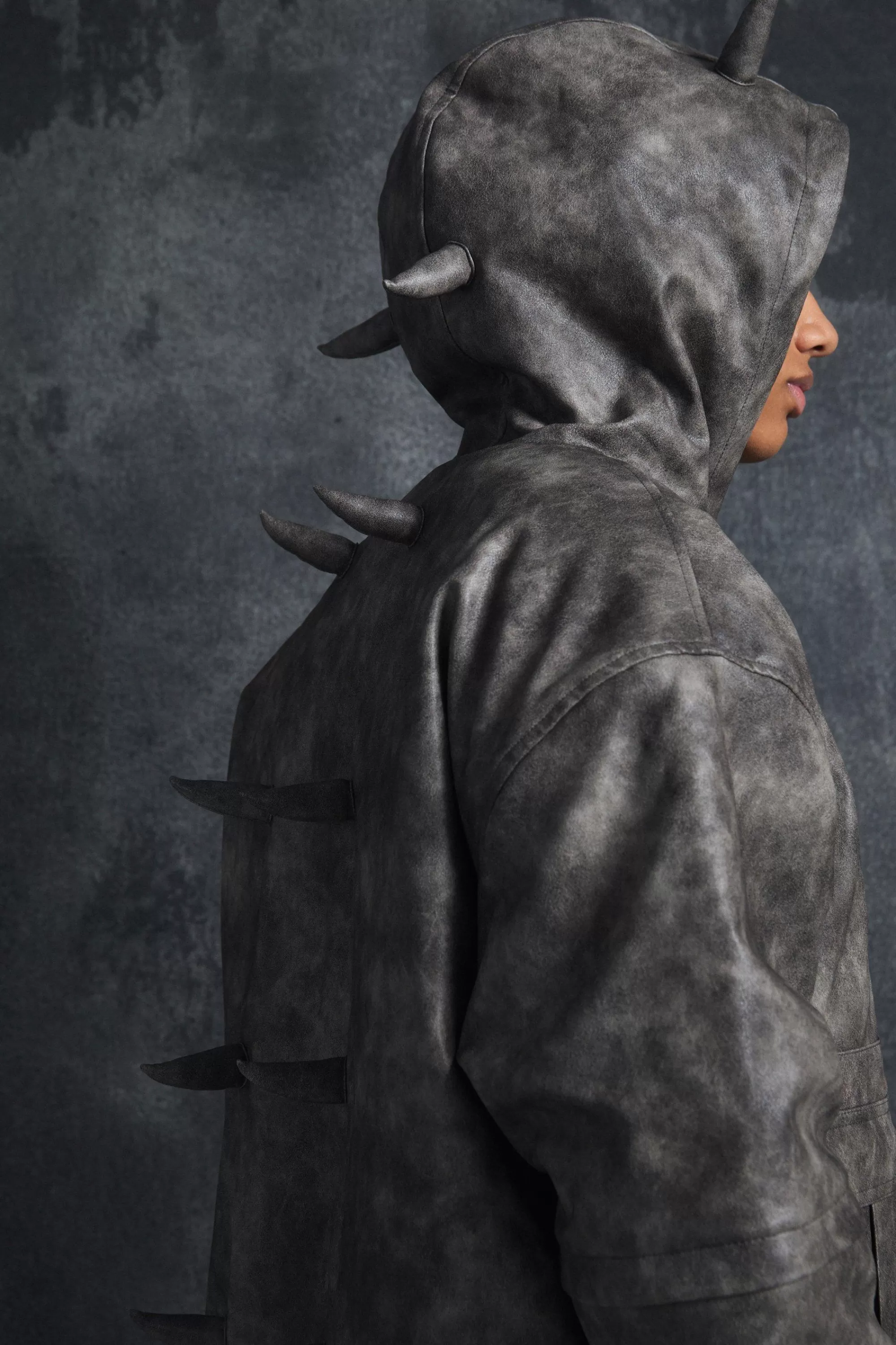 boohooMAN Trippie Redd Oversized Boxy Pu Horn Detail Bomber Jacket In | UK