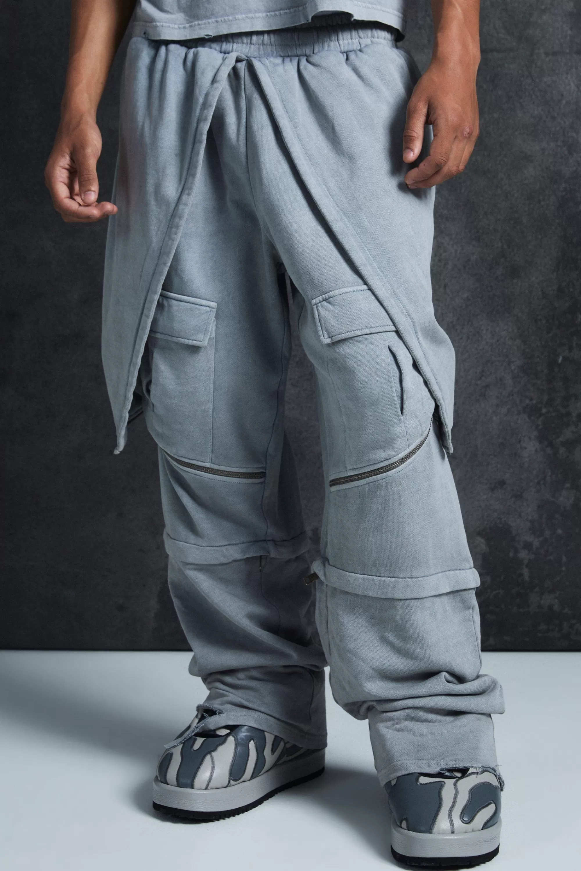 boohooMAN Trippie Redd Oversized Heavy Washed Horn Hooded Jogger | UK