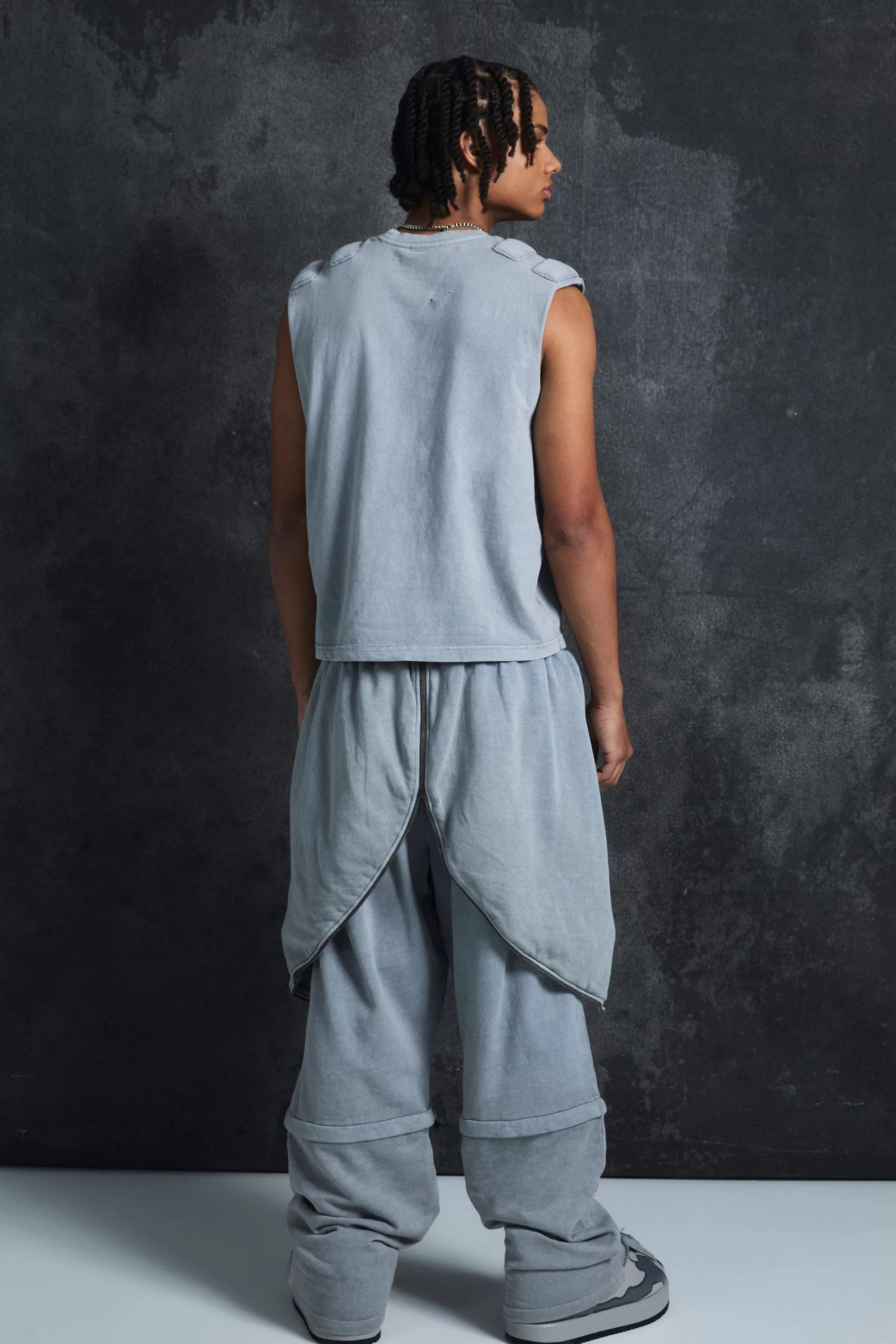 boohooMAN Trippie Redd Oversized Heavy Washed Horn Hooded Jogger | UK