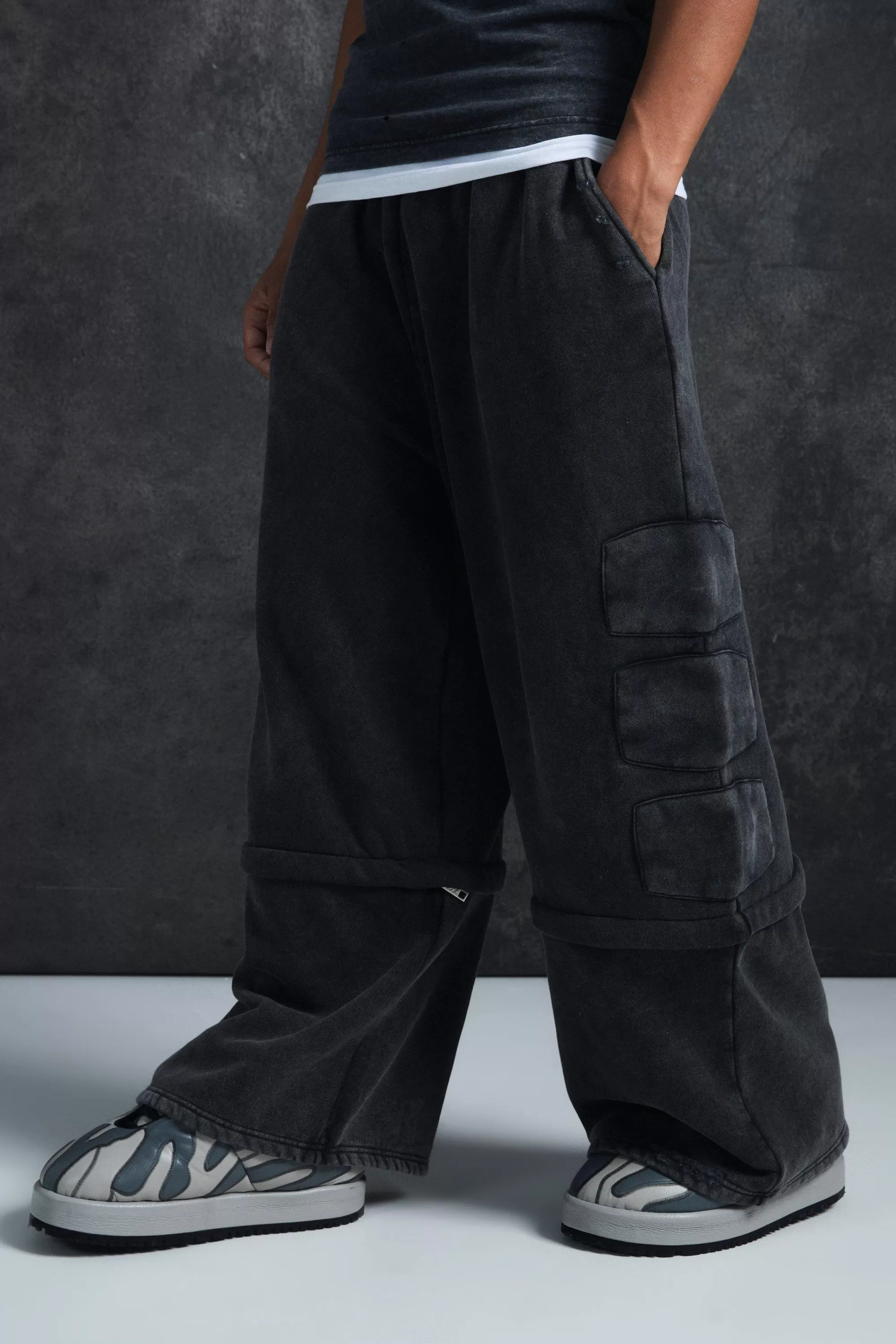 boohooMAN Trippie Redd Relaxed Washed Padded Jogger | UK