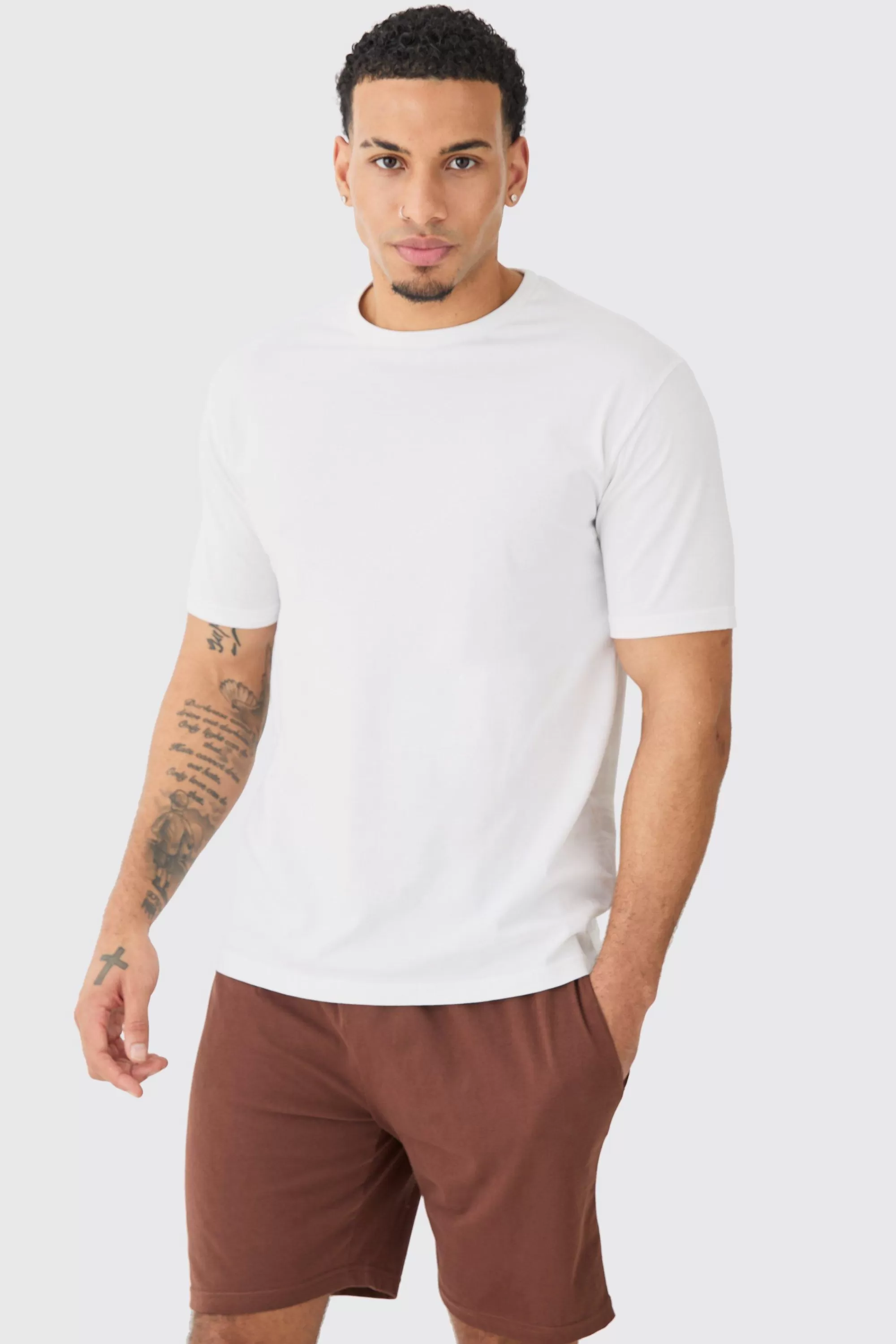 boohooMAN T-shirt & Short Lounge Set | UK
