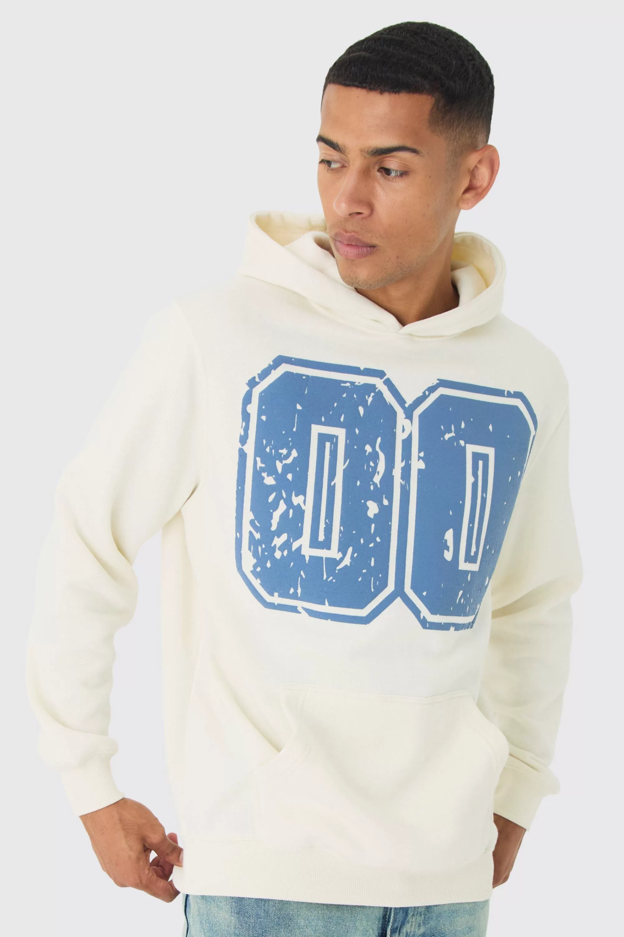 boohooMAN Varsity Puff Print Hoodie | UK