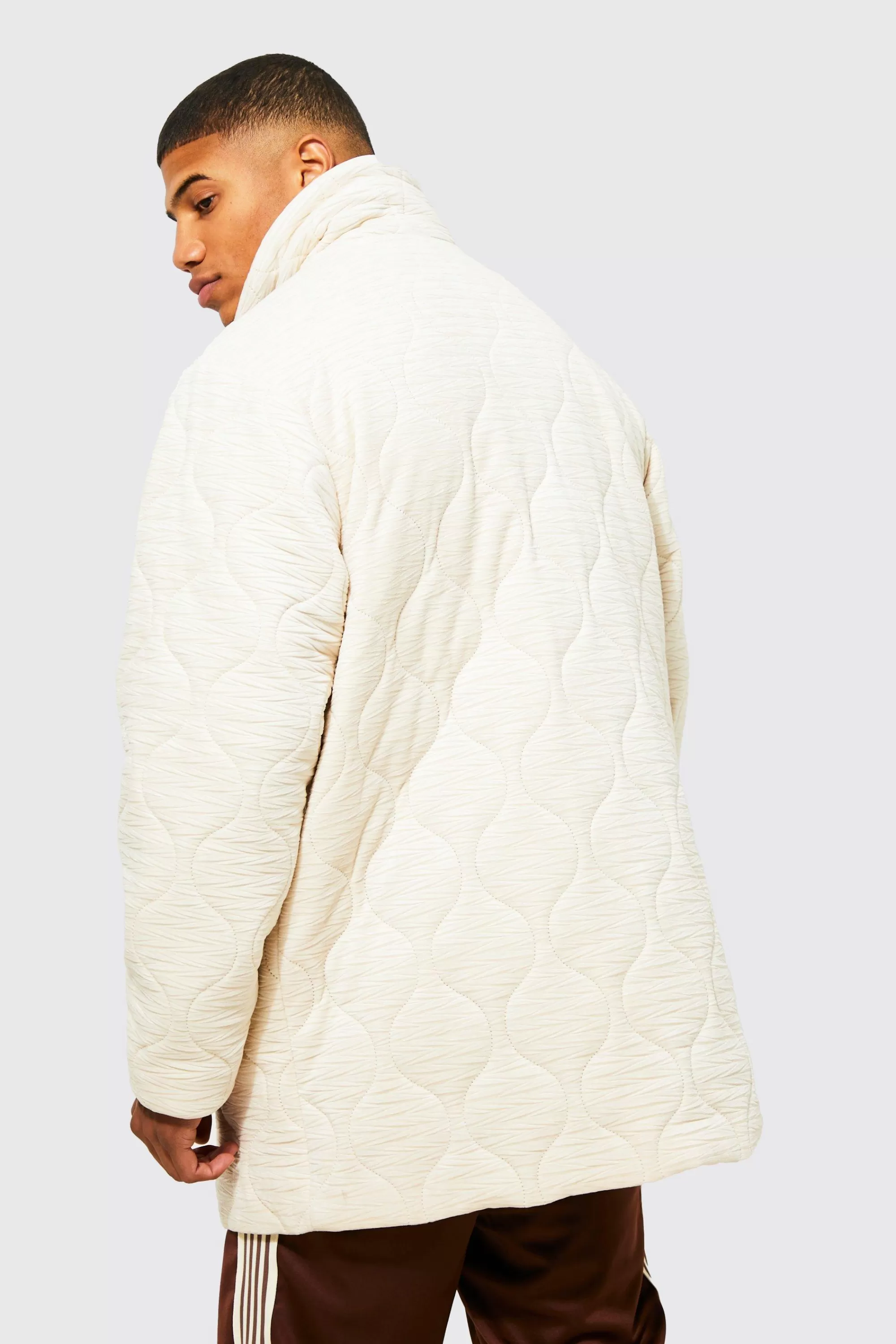 boohooMAN Velvet Onion Quilted Mid Length Puffer | UK