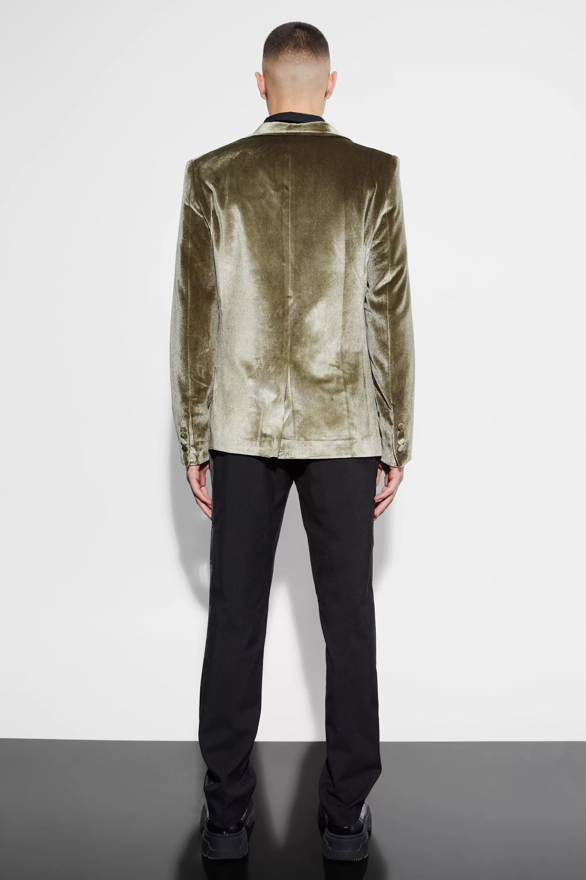 boohooMAN Velvet Shawl Collar Blazer | UK