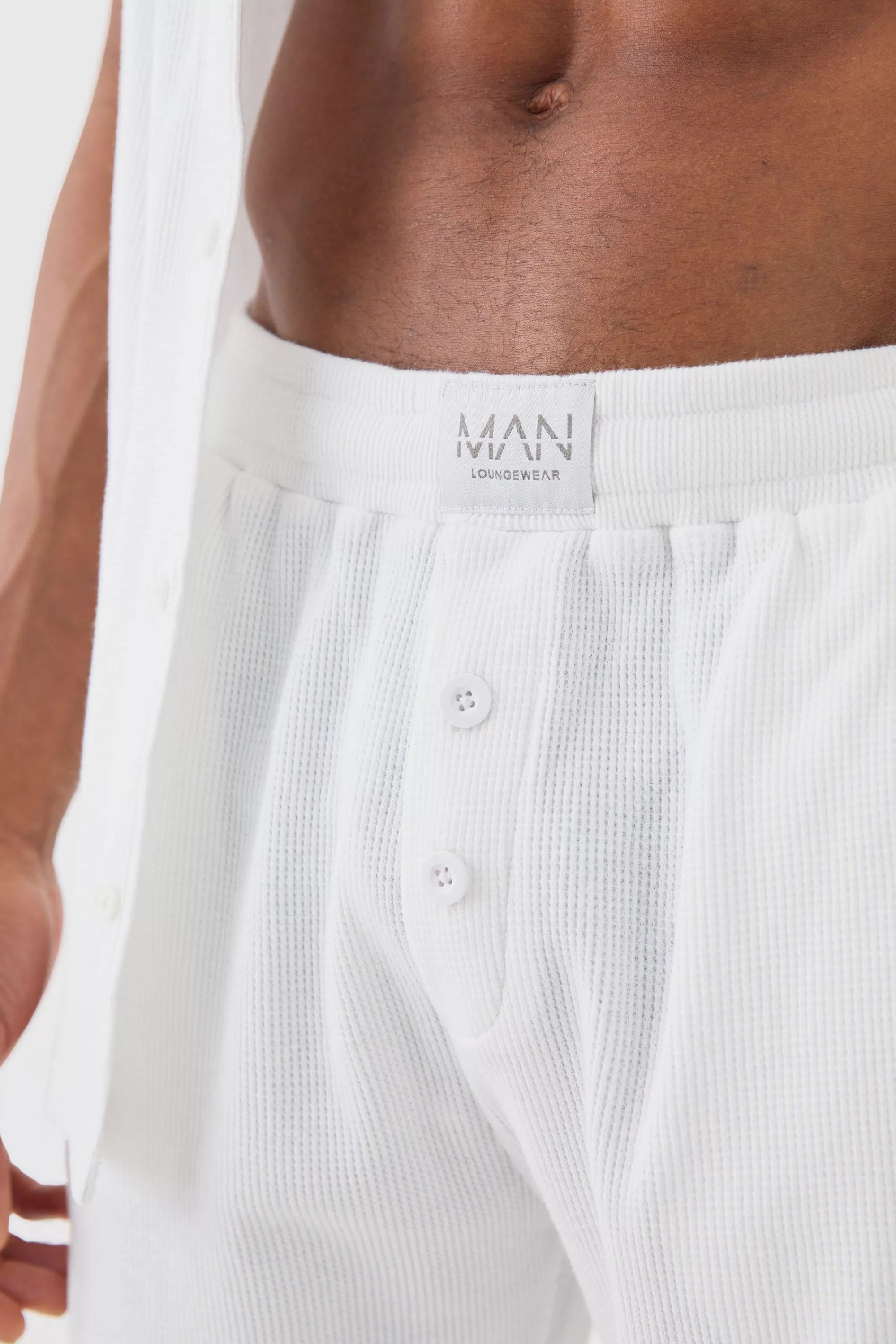 boohooMAN Waffle Lounge Shirt & Short Set In | UK
