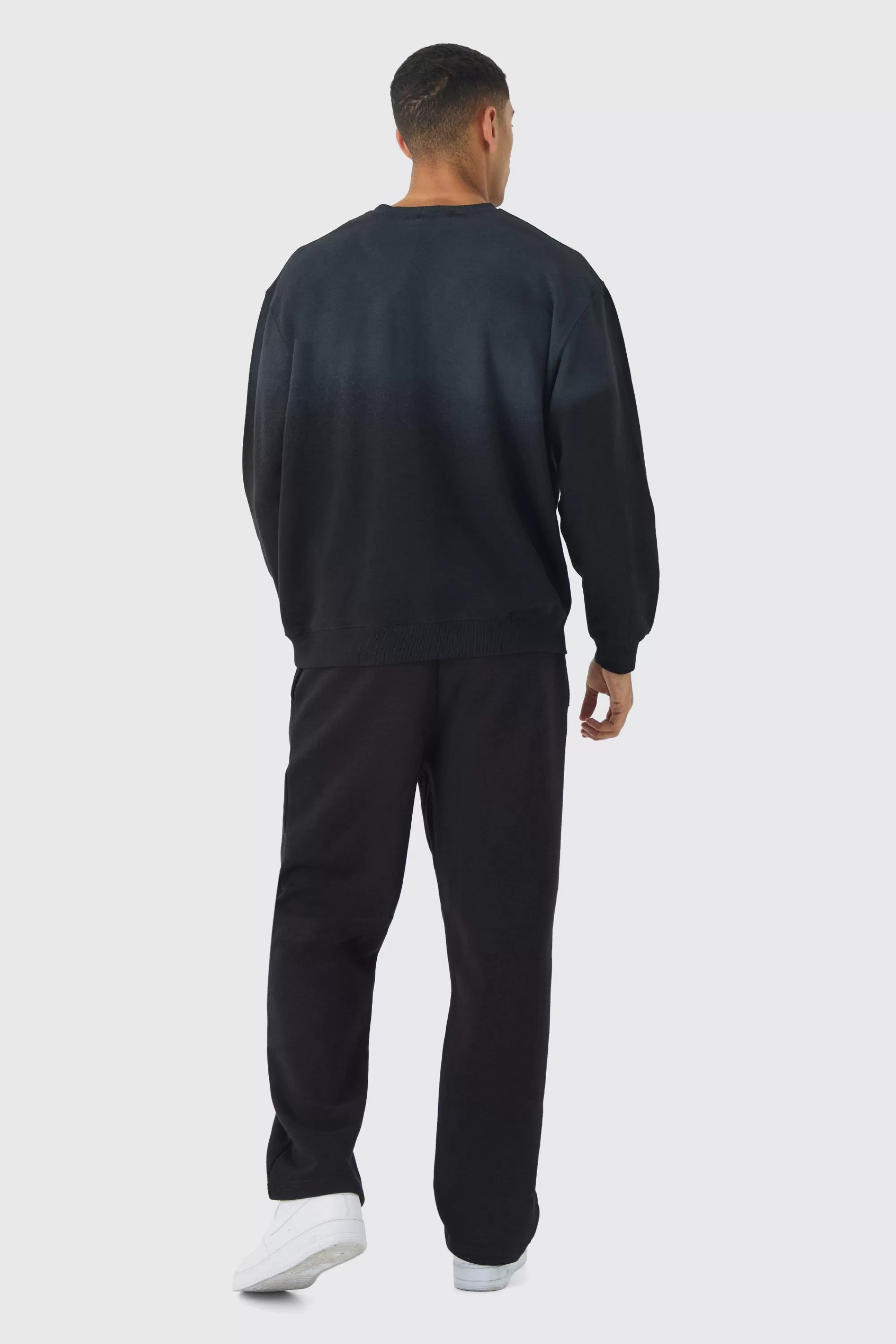 boohooMAN Washed Blurred Ofcl Print Sweatshirt | UK