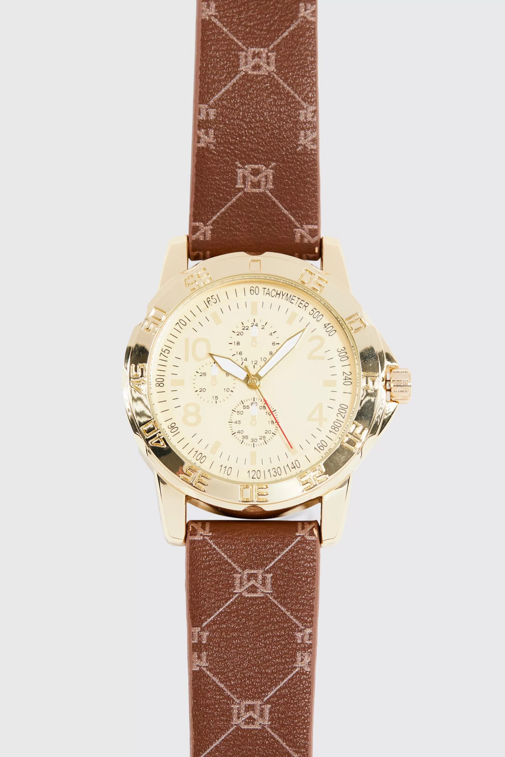 boohooMAN Watch With Faux Leather Print Strap | UK