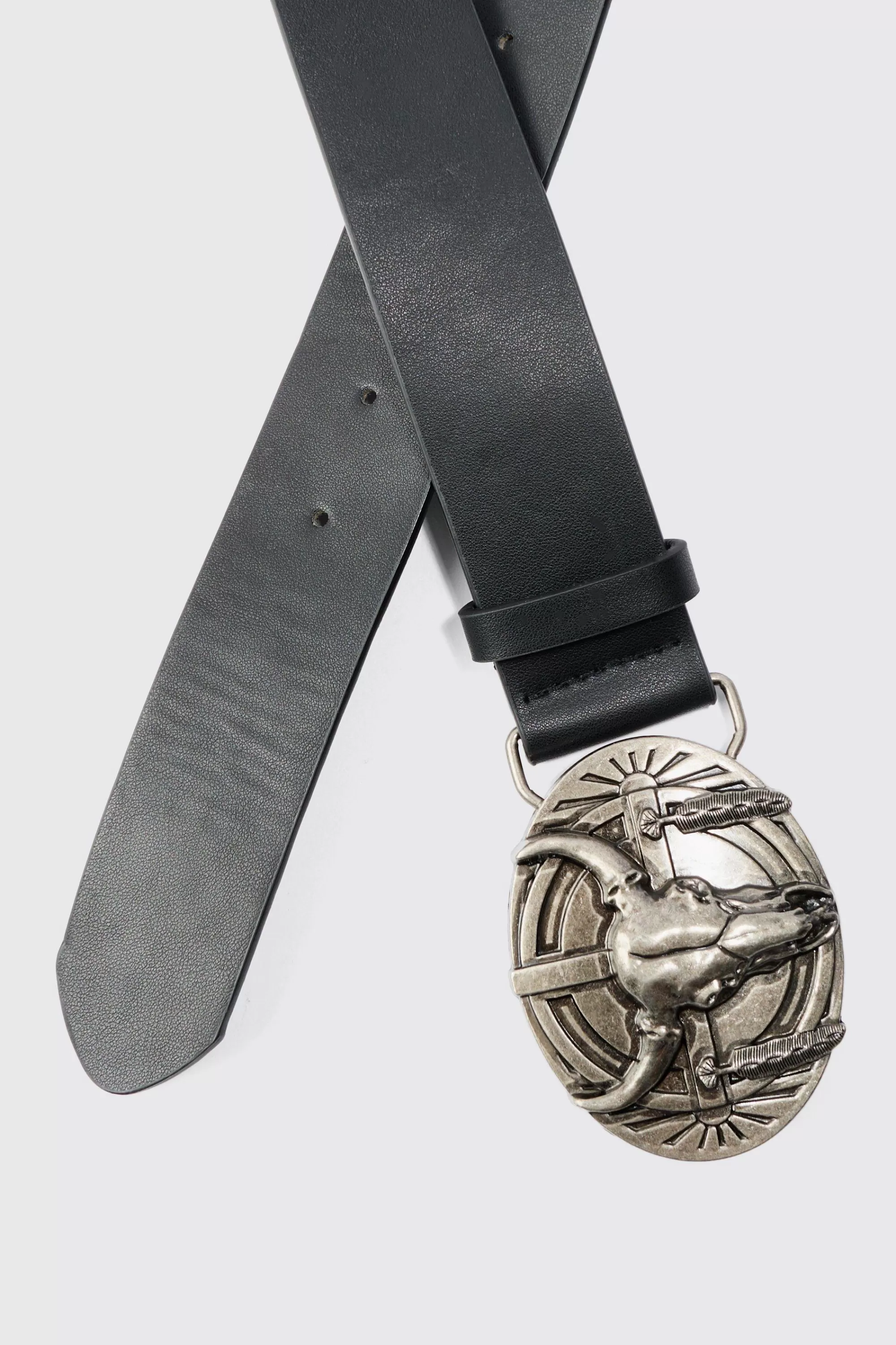 boohooMAN Western Bull Belt | UK