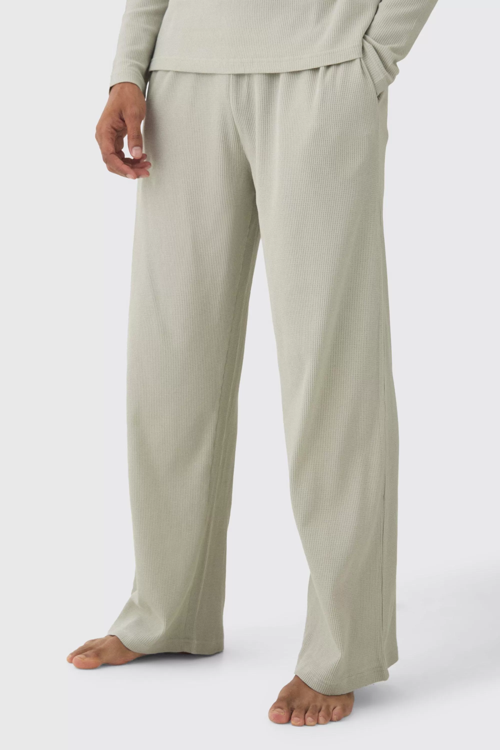 boohooMAN Wide Leg Waffle Jogger | UK